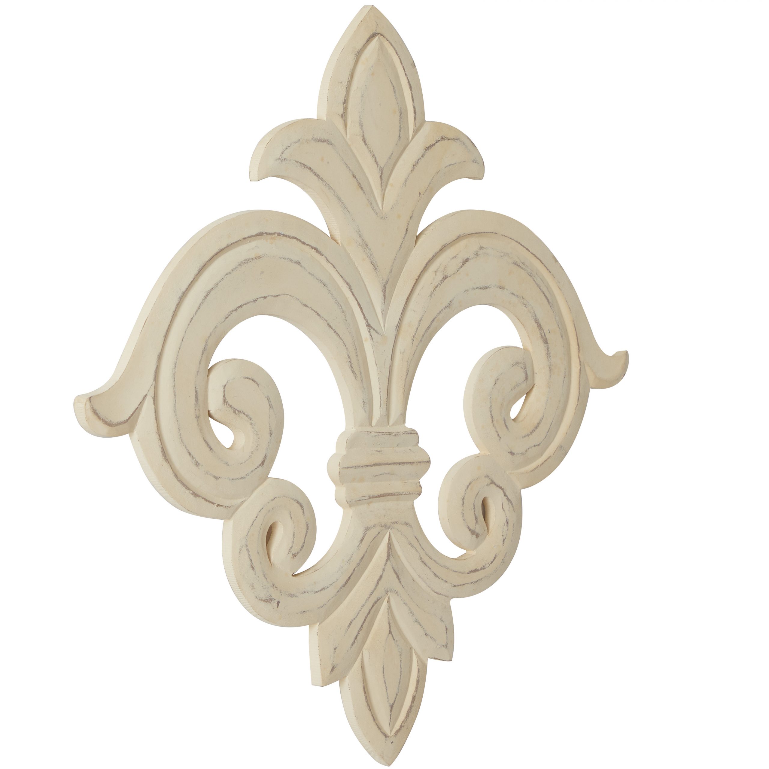 White Wood Carved Fleur De Lis Wall Decor, 24″ x 1″ x 24″