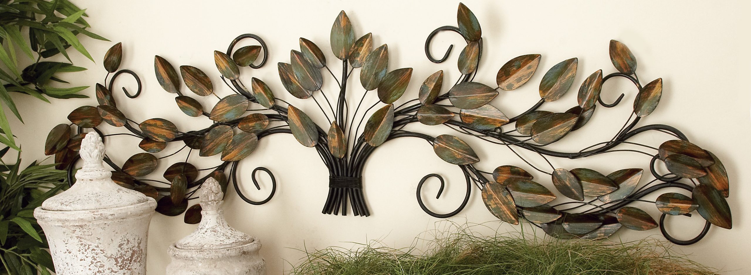 Brown Metal Leaf Wall Decor, 47″ x 1″ x 14″