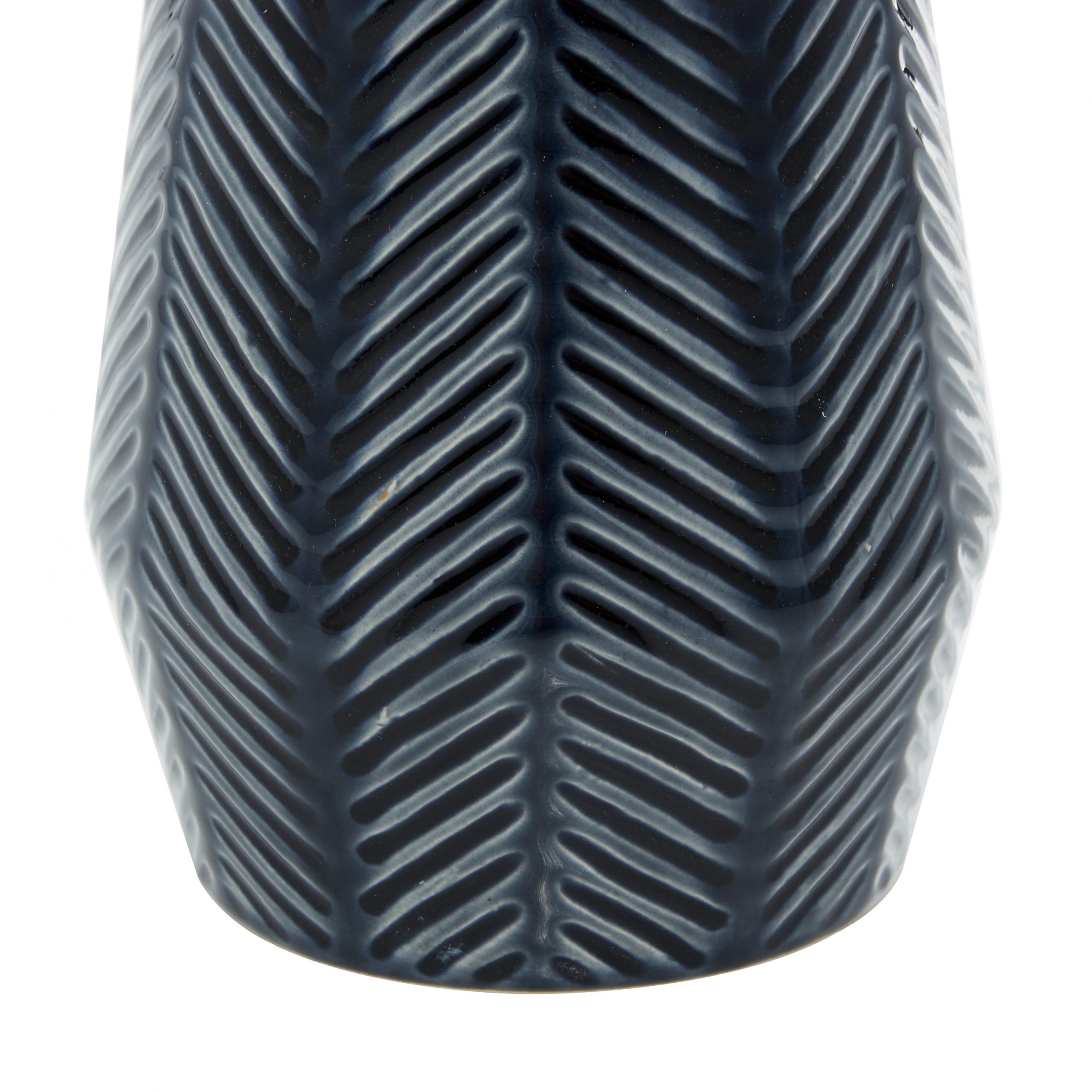 Dark Blue Ceramic Handmade Chevron Vase (Set of 2), 11″, 8″H