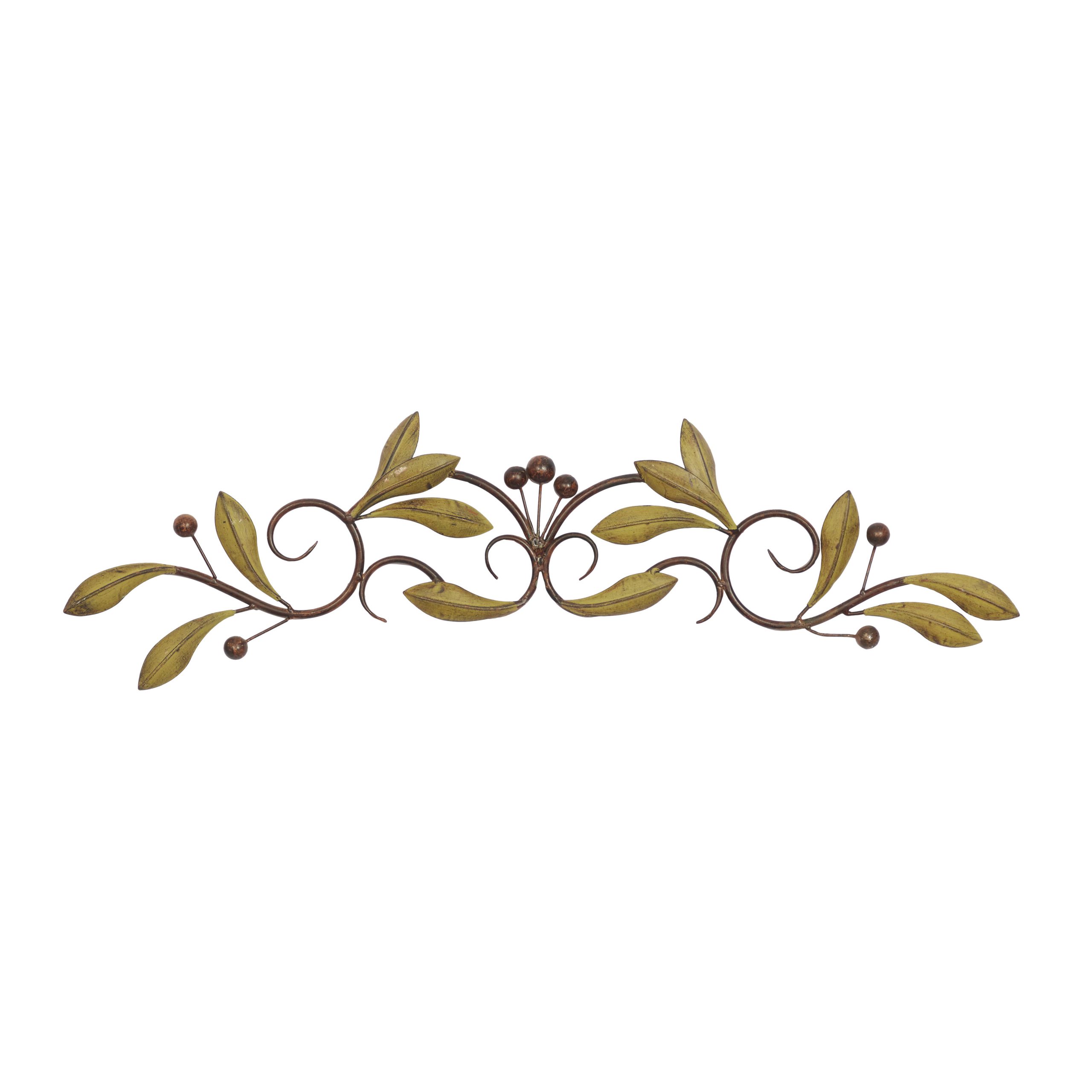 Green Metal Leaf Wall Decor, 31″ x 1″ x 6″