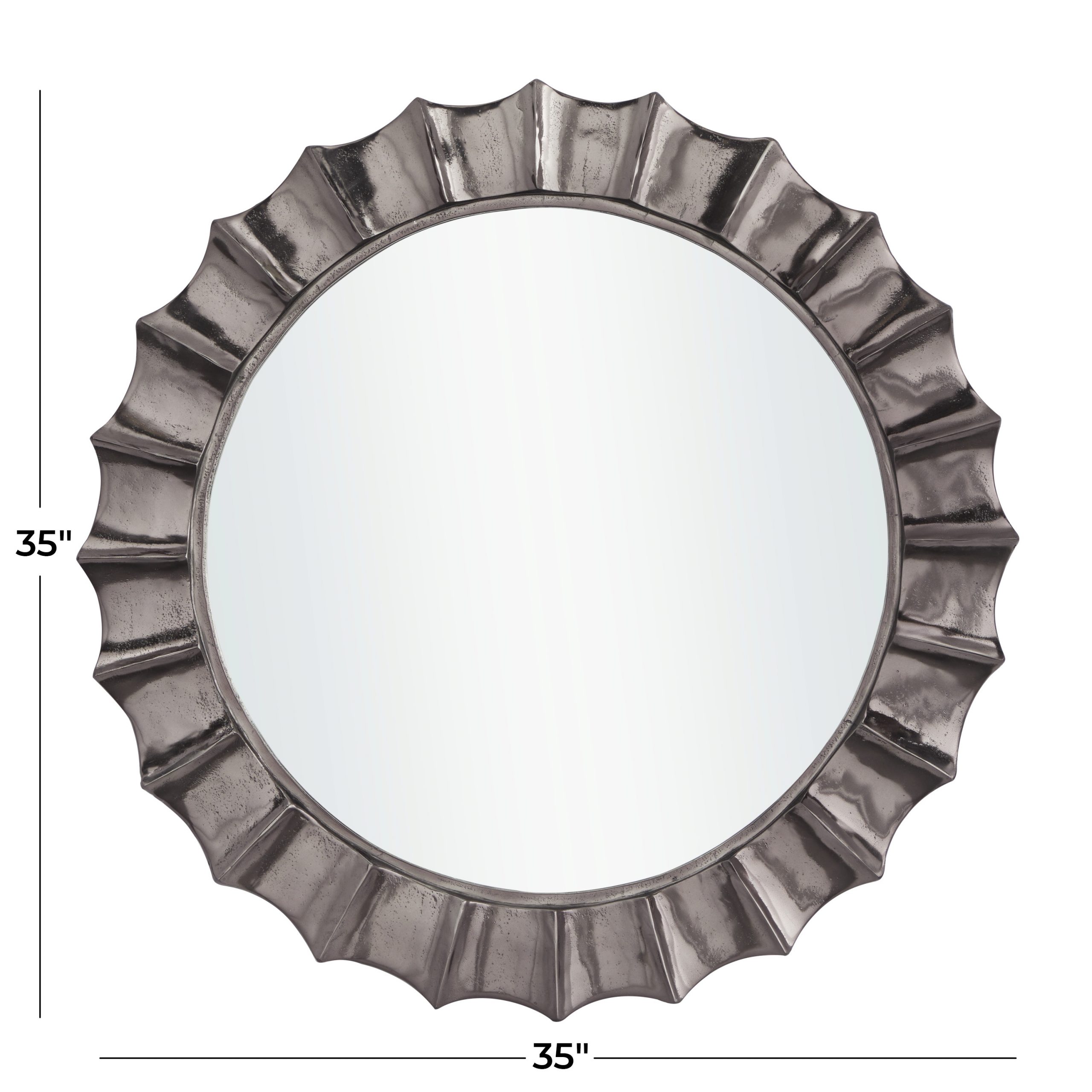 Black Metal Wall Mirror Starburst Design, 35″ x 2″ x 35″