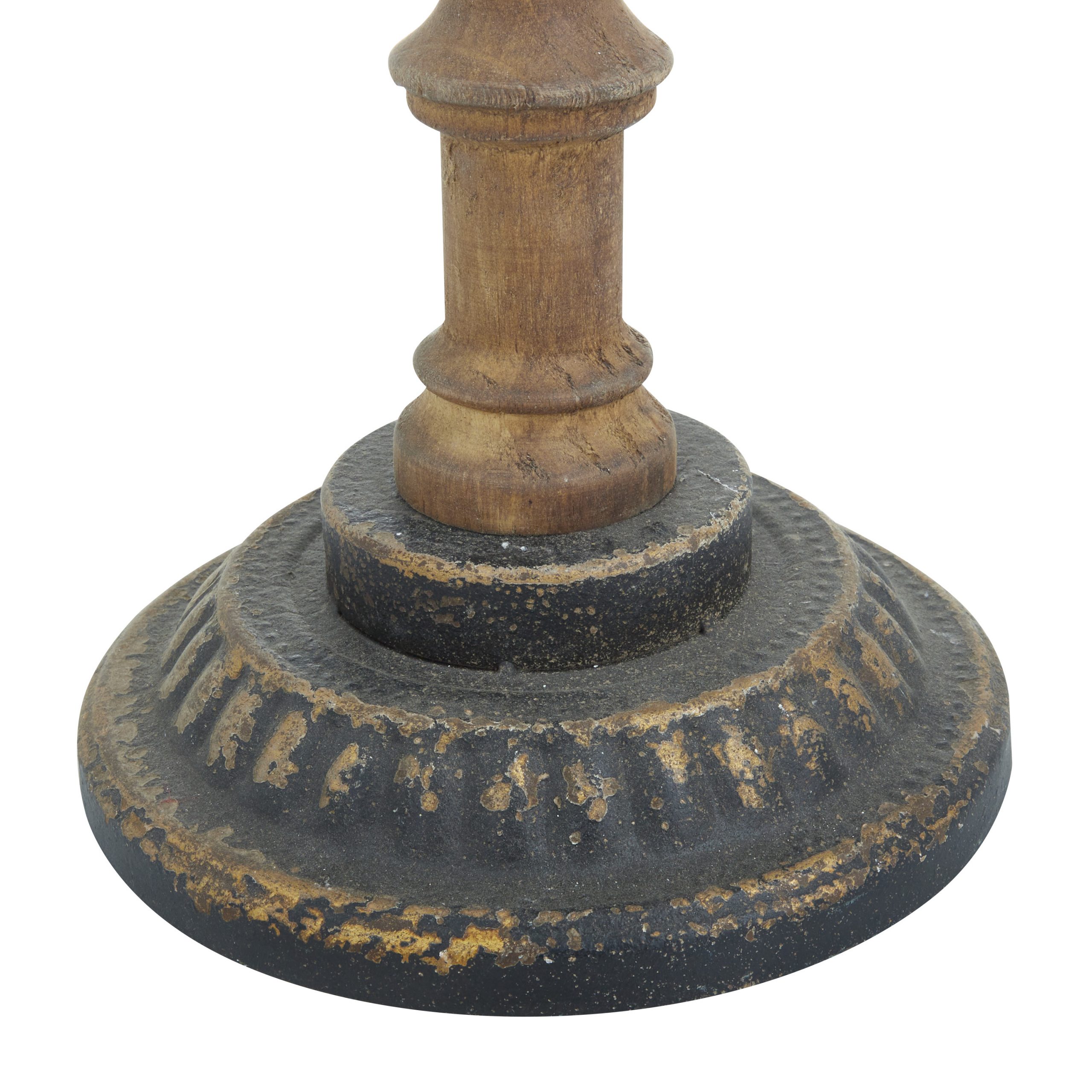 Brown And Black Wood Metal Candelabra Vintage Style, 24" x 8" x 22"