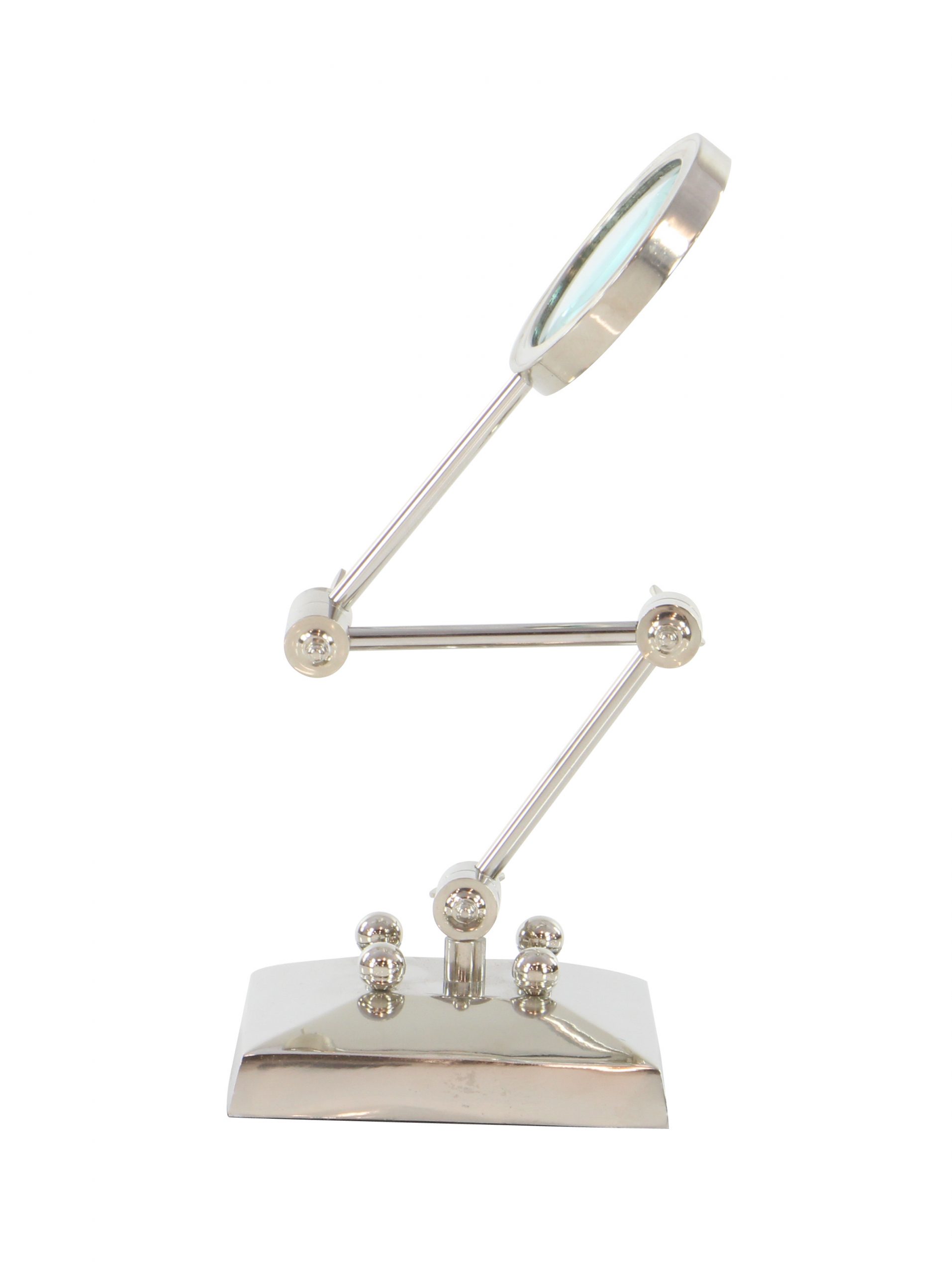 Silver Finish Aluminum Magnifying Glass Tabletop, 6"L x 6"W x 20"H