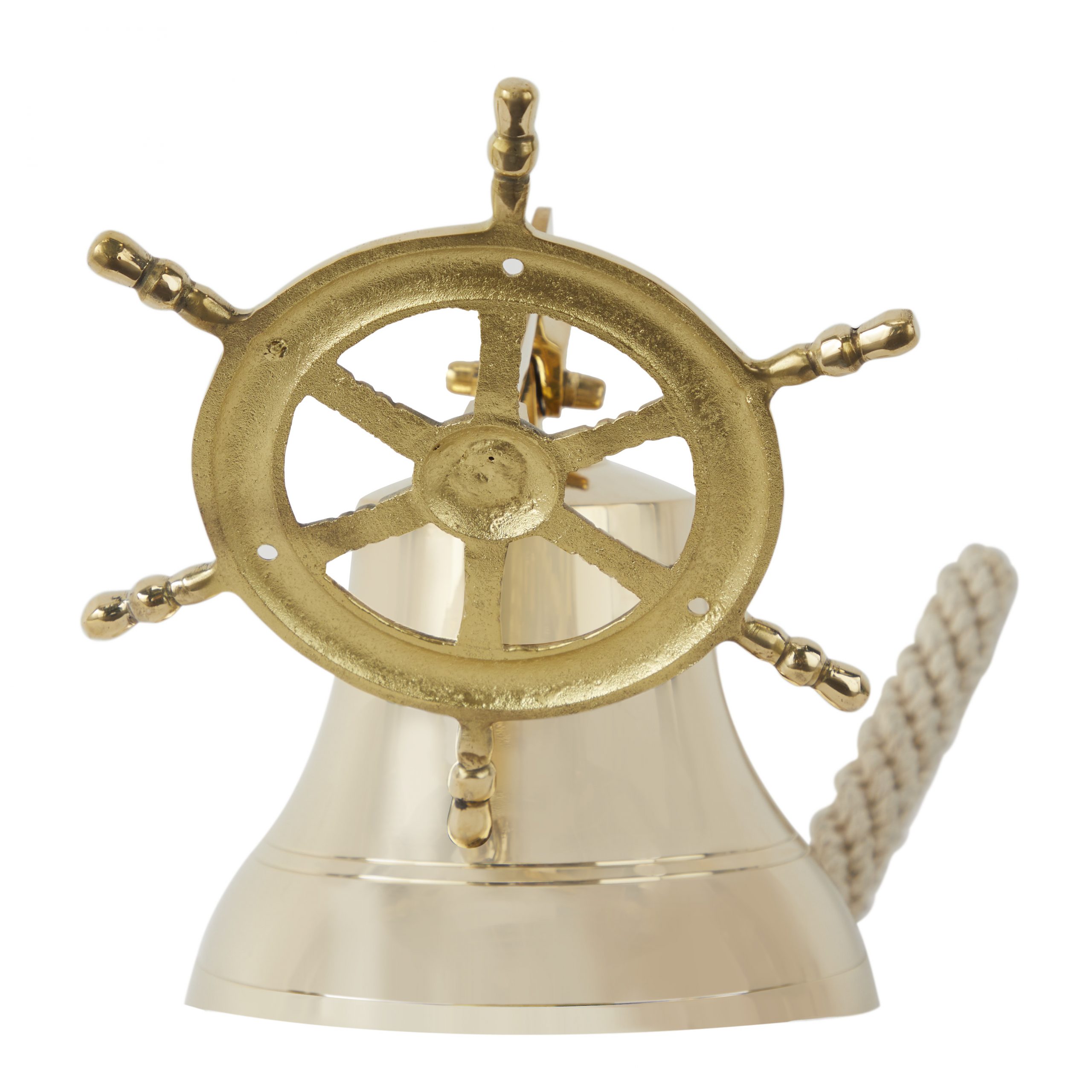 Gold Brass Ship Wheel Bell, 7″W x 6″H Gold Brass Ship Wheel Bell, 7″W x 6″H