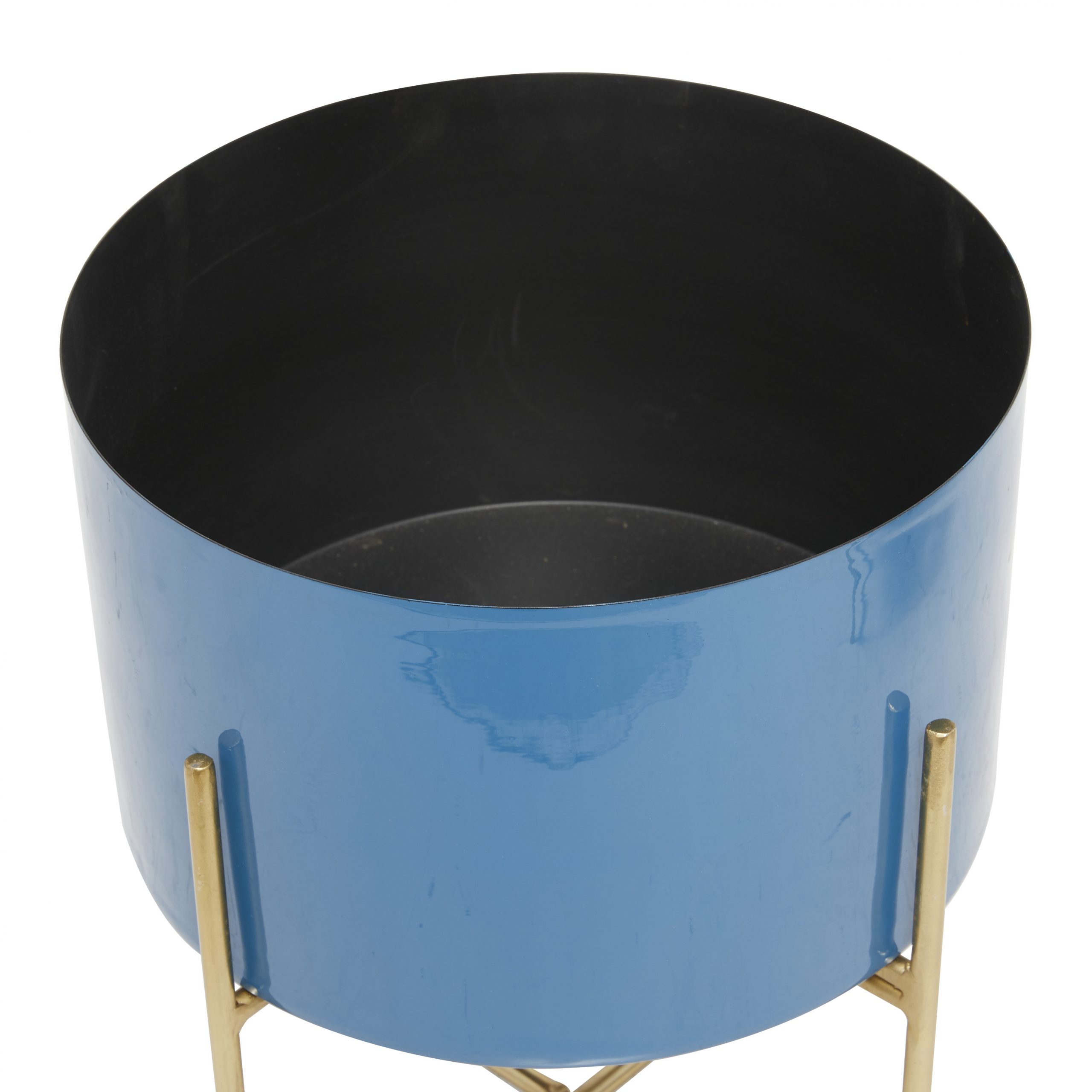 Blue and Gold Metal Planter (Set of 2), 15″, 12″H