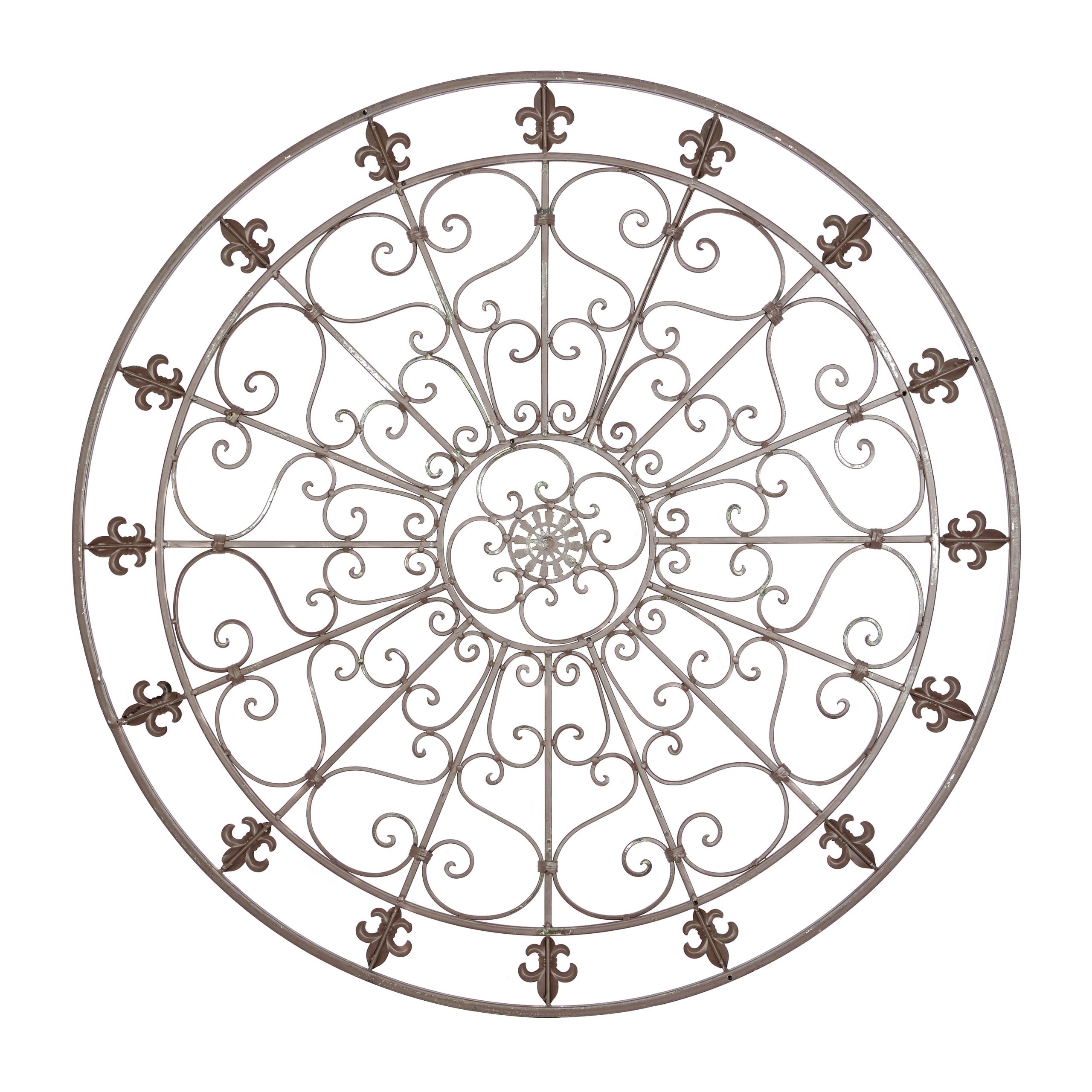 Black Metal Scrollwork and Fleur De Lis Wall Decor, 42″ x 1″ x 42″