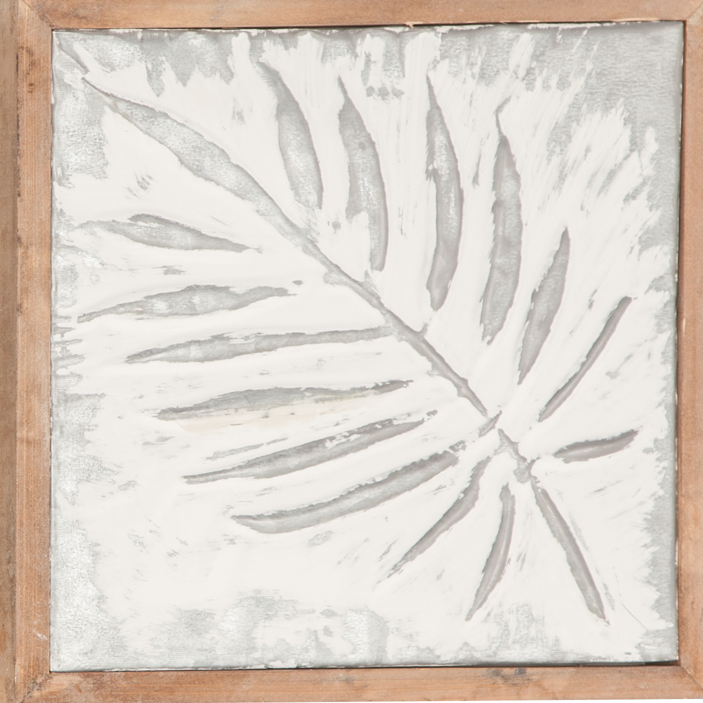 Tropical Leaf Wall Decor with Wood Frames Set of 4 11"W, 11"H