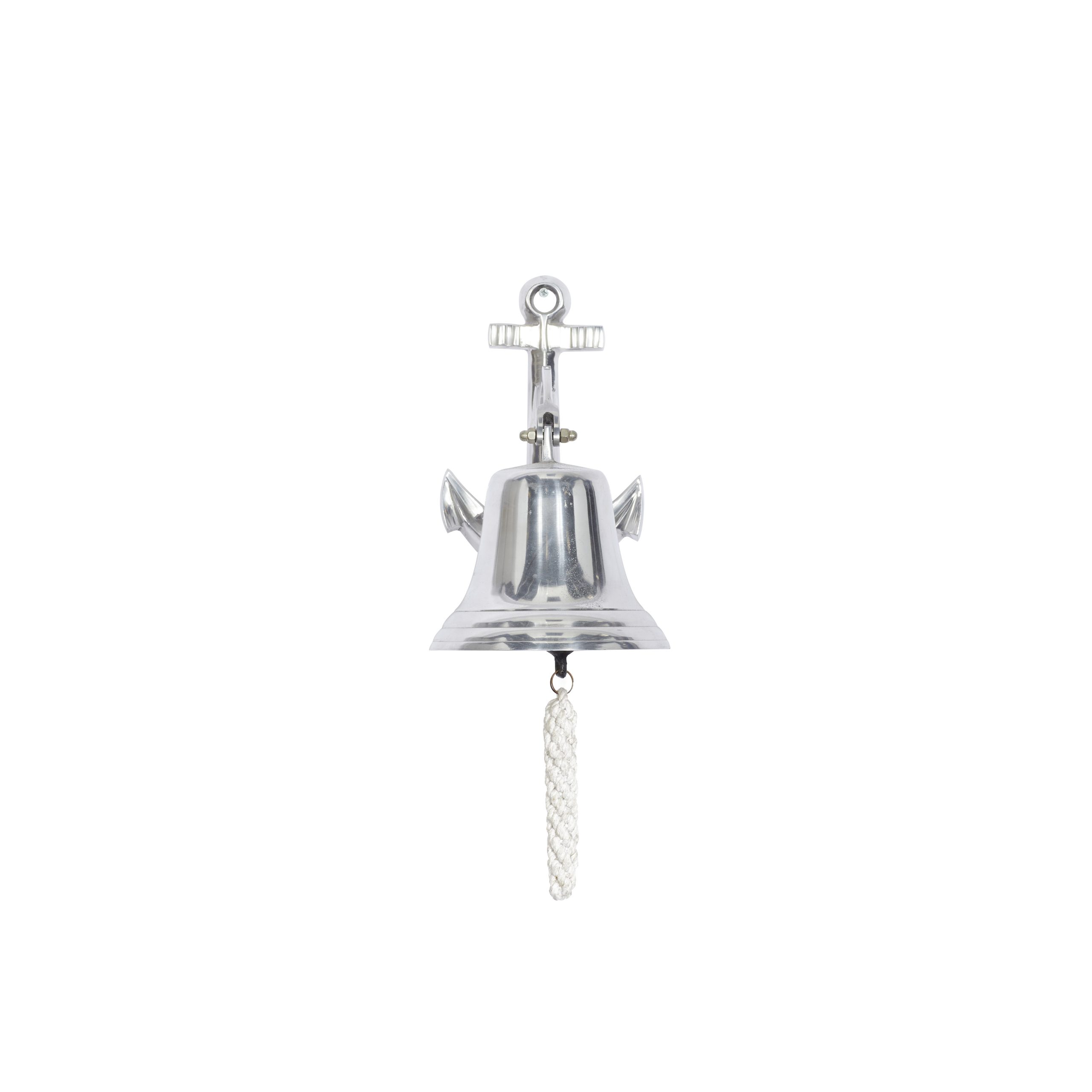 Silver Aluminum Anchor Bell Nautical Wall Decor 7"W, 10"H