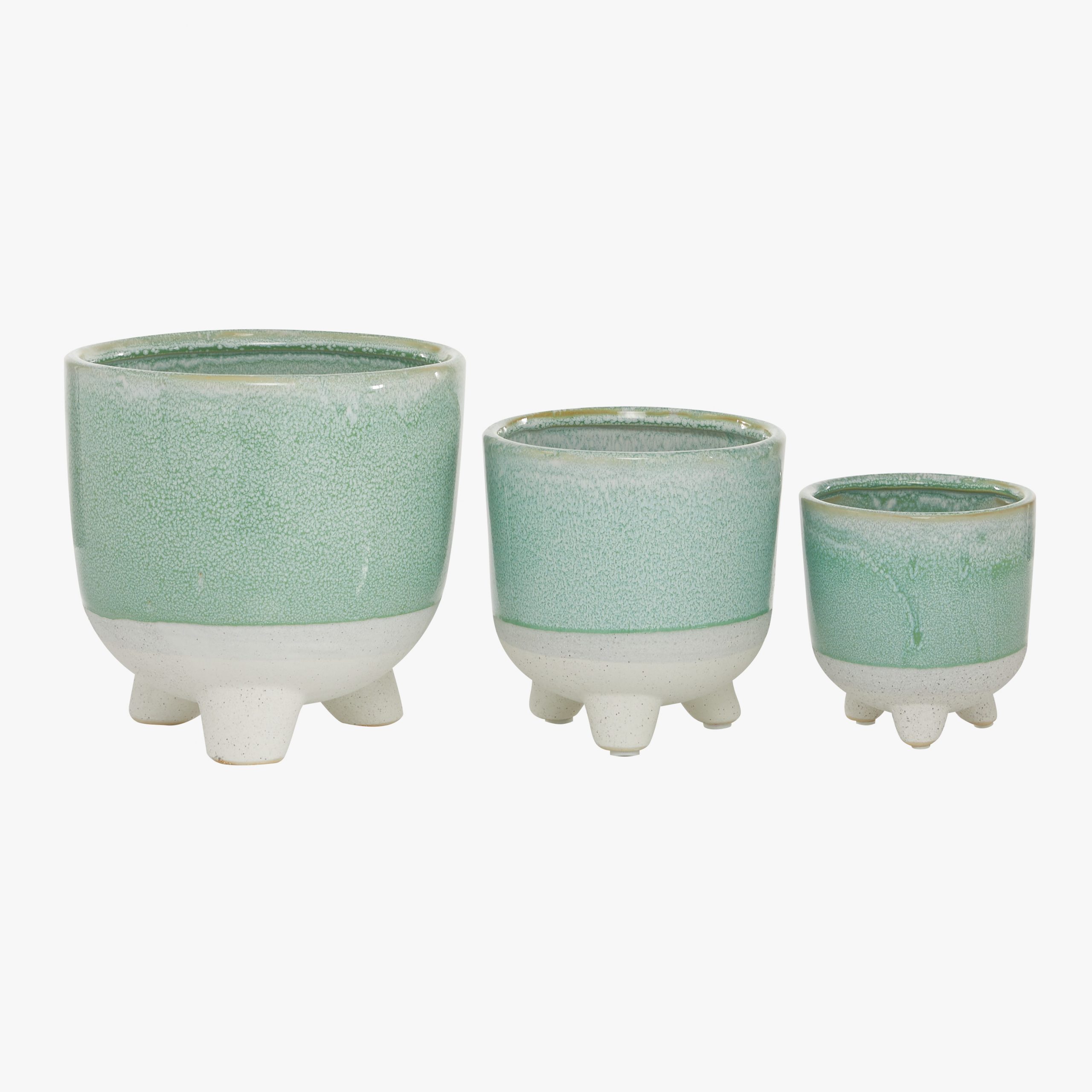 Green Ceramic Planter (Set of 3), 5″, 6″, 8″H