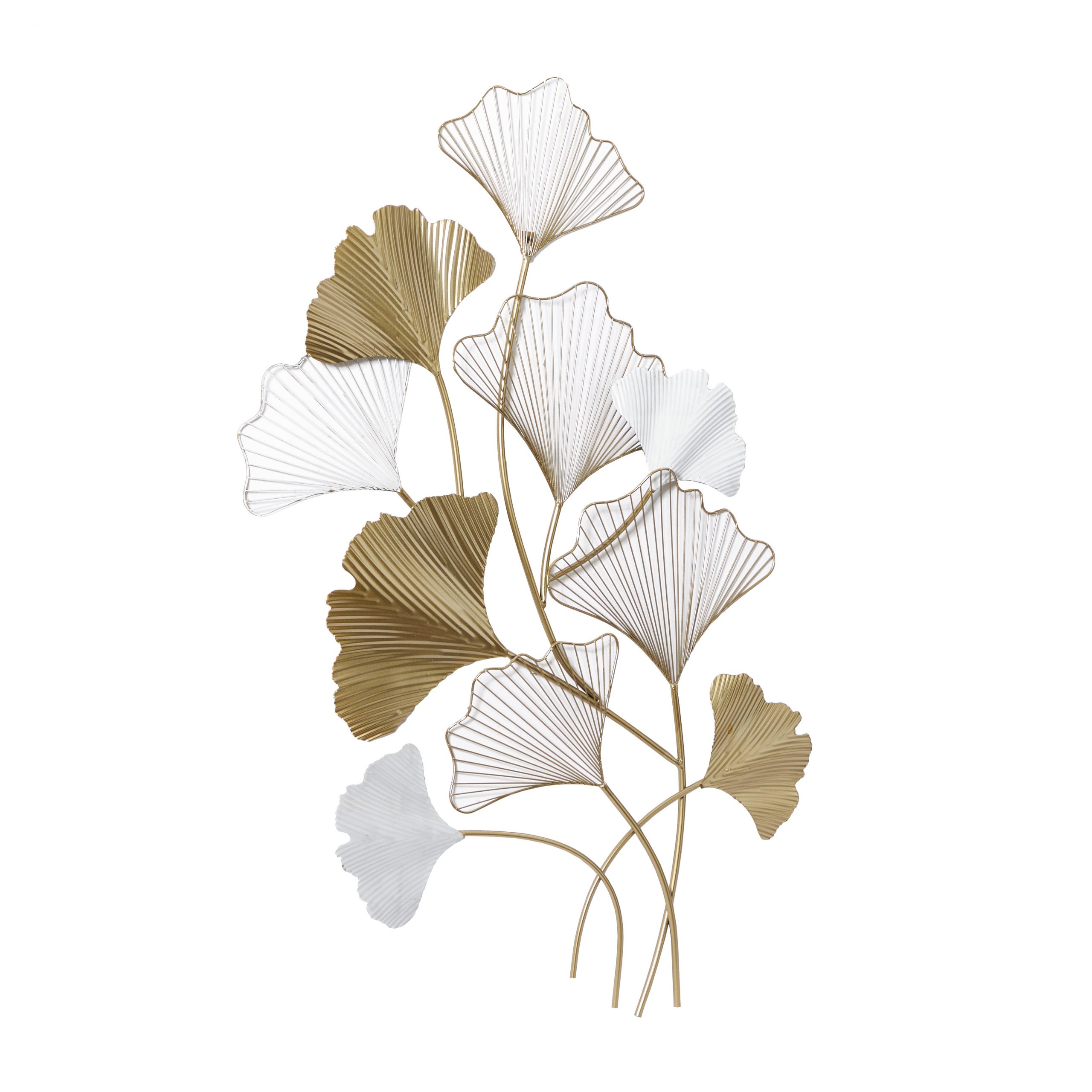 White and Gold Metal Leaf Wall Decor, 25″ x 2″ x 40″