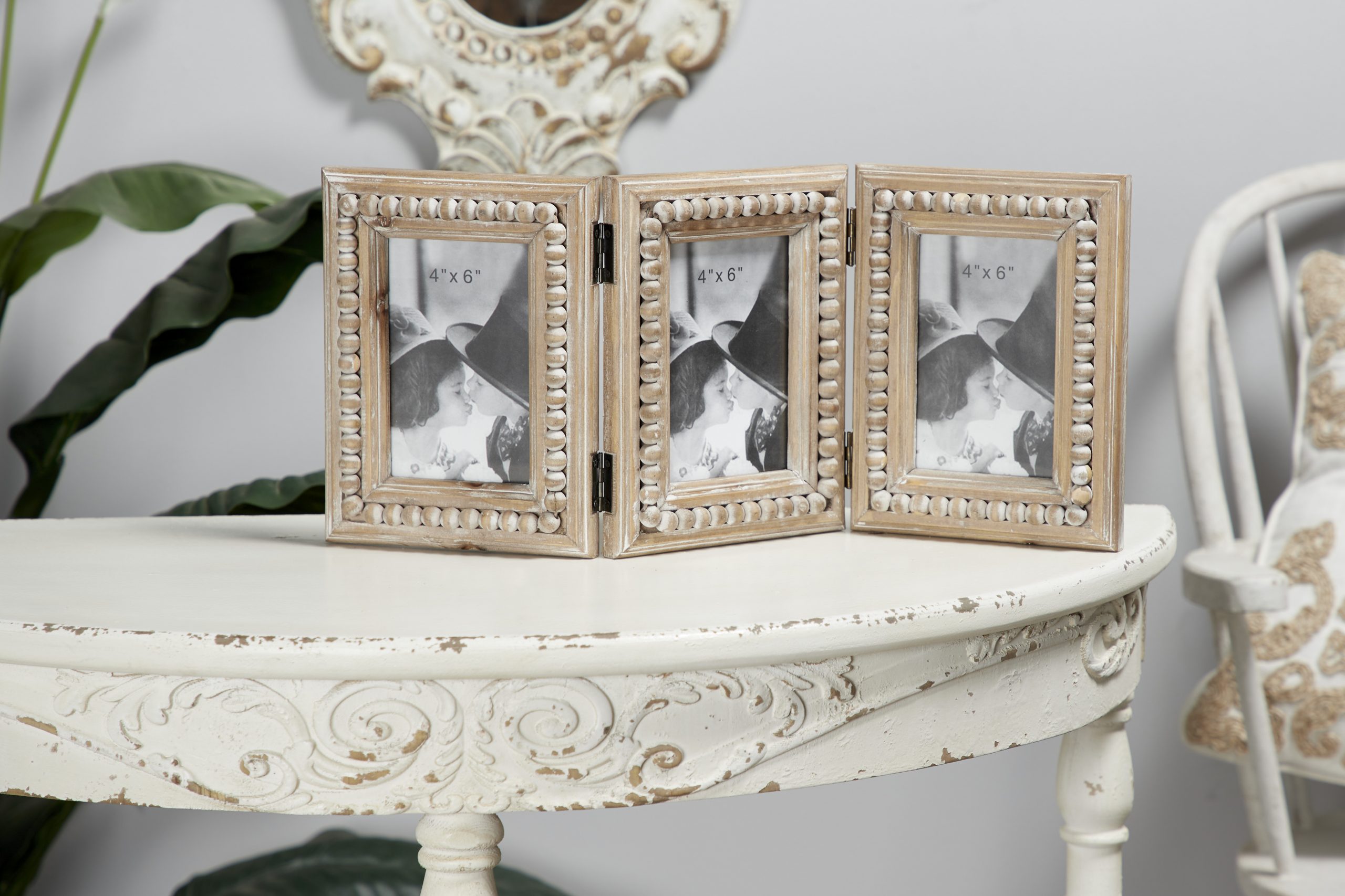 Brown Wood Beaded Photo Frame, 20″ x 1″ x 9″
