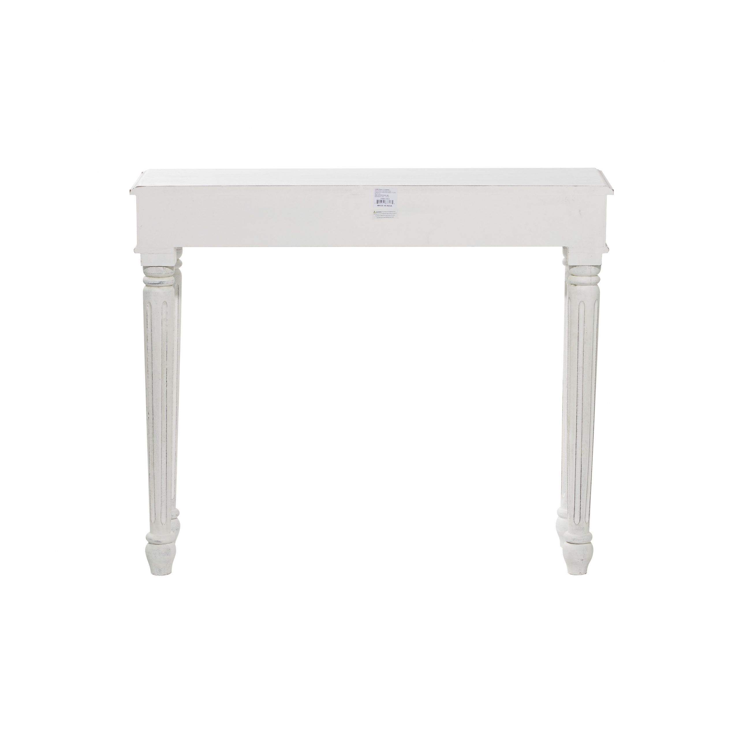 White Wood Dark Gray Carved Scroll Console Table, 36"L x 12"W x 30"H