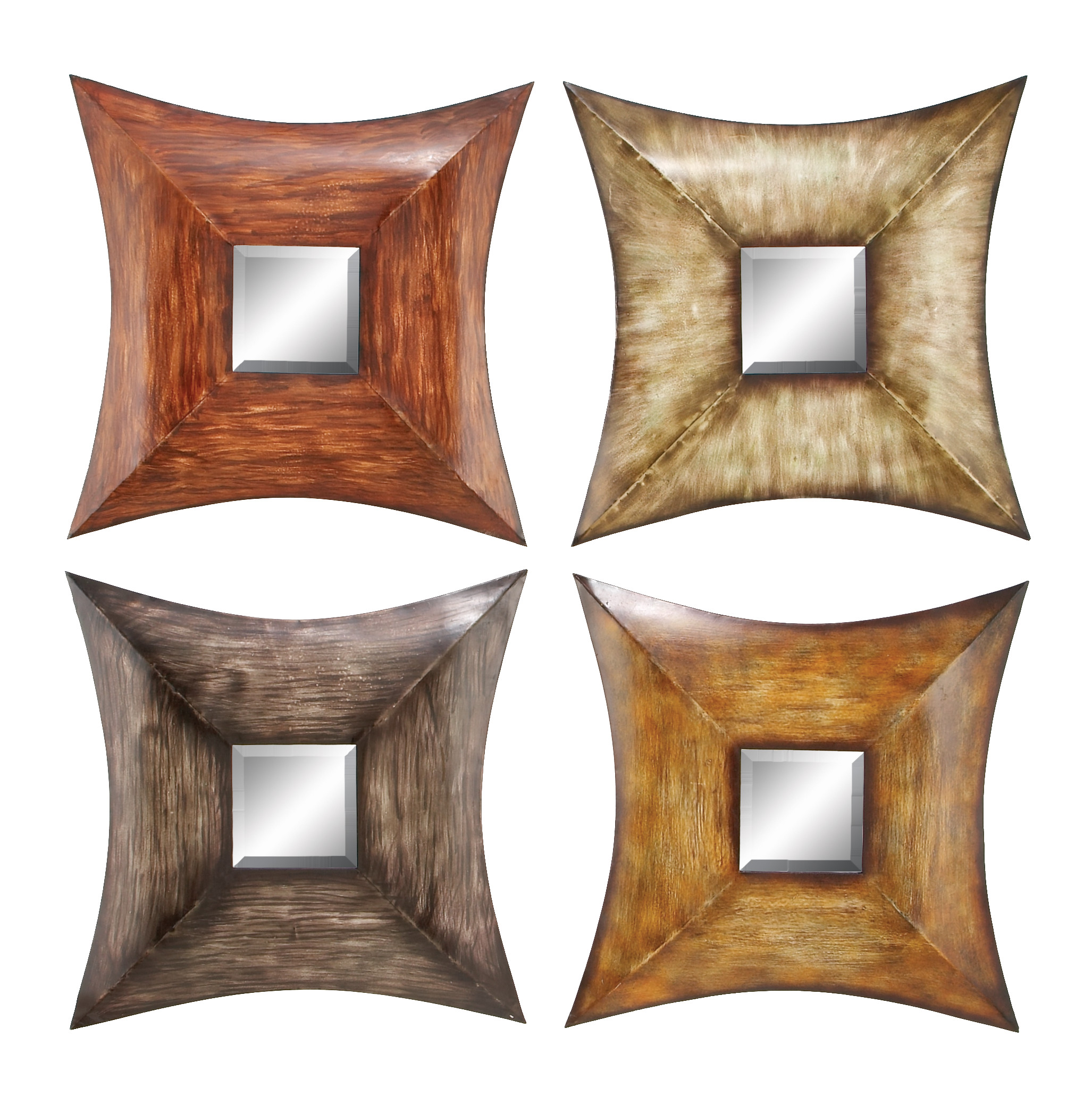 Rustic Metal Wall Mirror (Set of 4), 16″ x 16″ x 1″