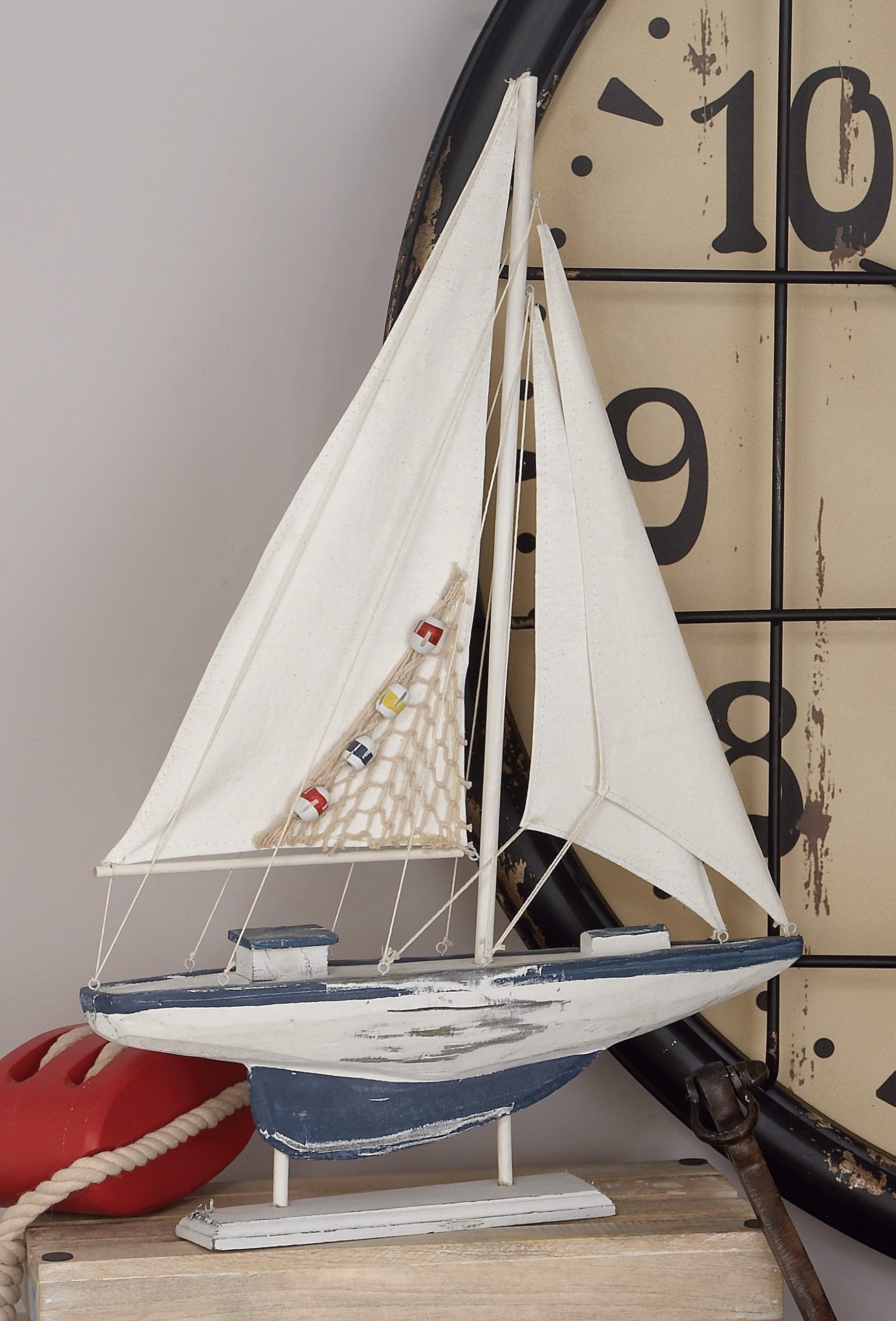 White And Blue Sailboat Sculpture (Set of 2), 25″H x 17″W