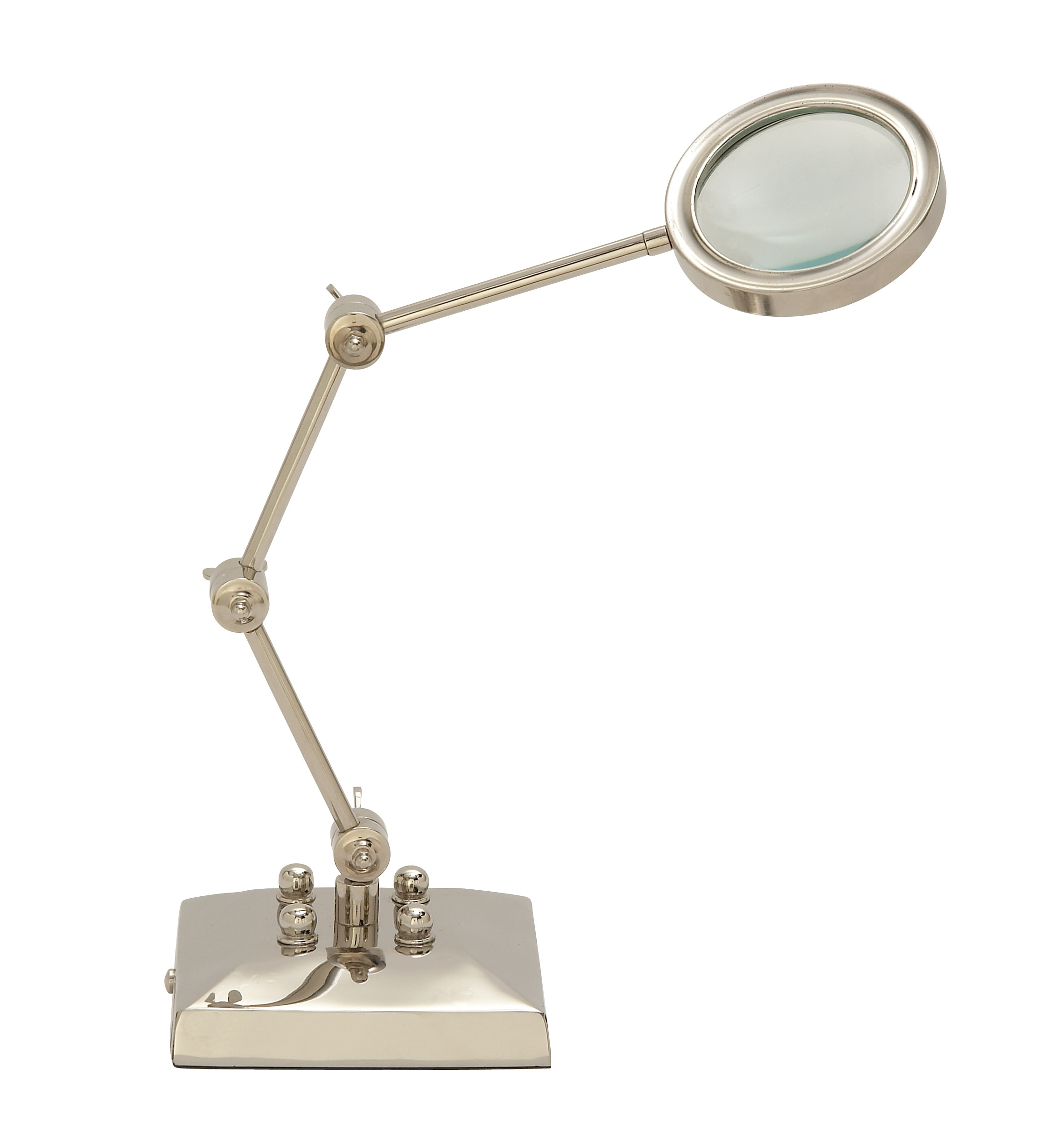Silver Finish Aluminum Magnifying Glass Tabletop, 6"L x 6"W x 20"H