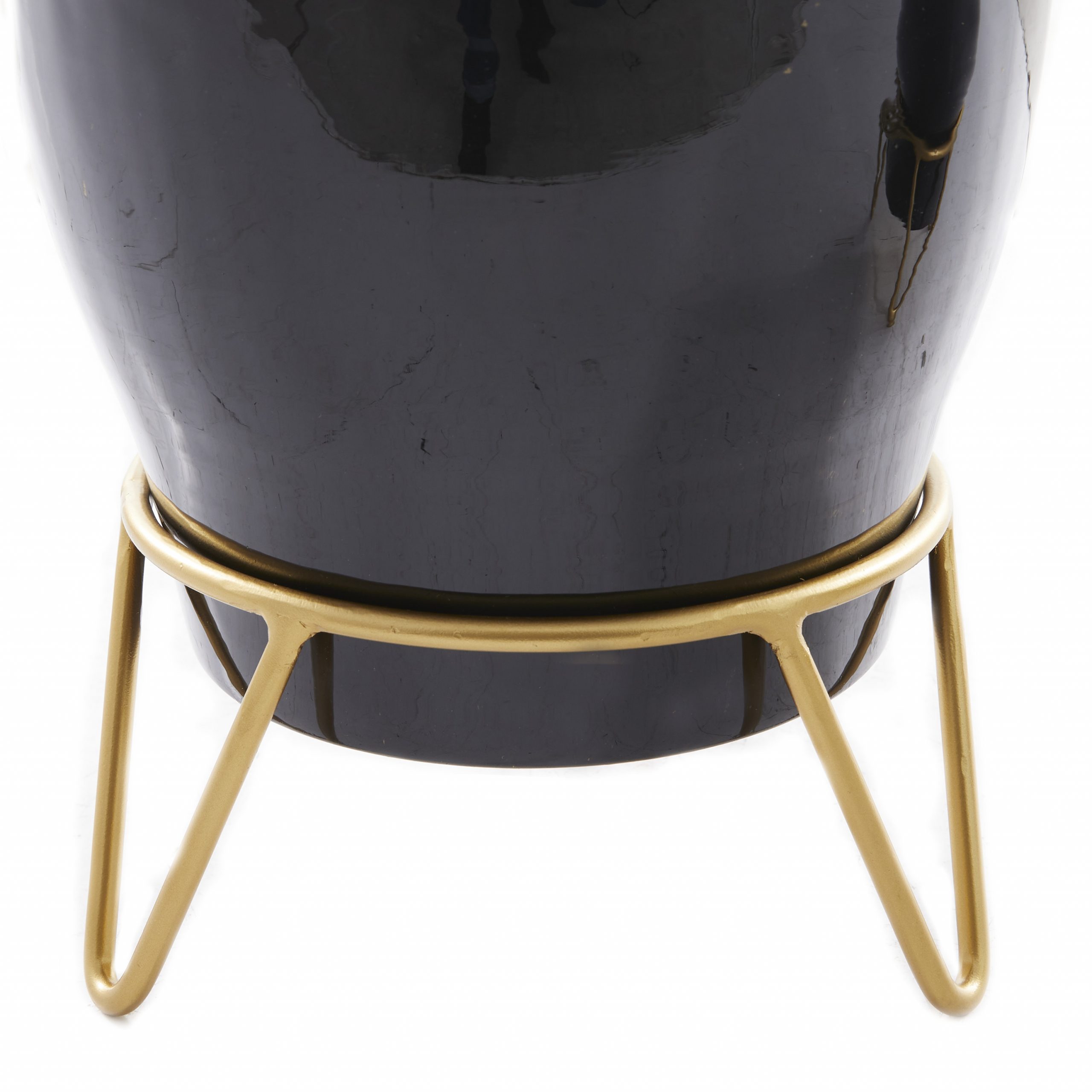 Gold and Black Metal Planter (Set of 2), 11″, 9″H