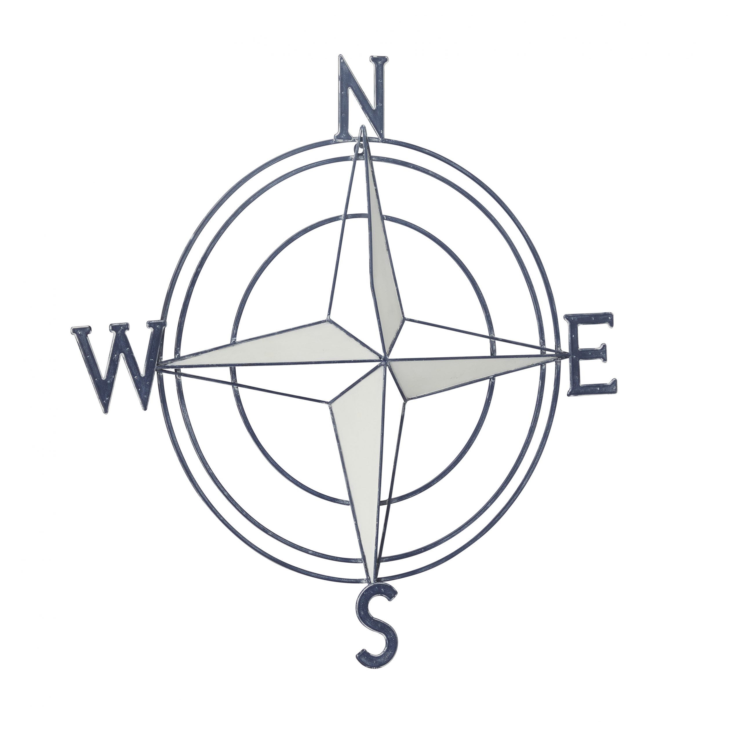 Dark Blue & White Metal Compass Needles Wall Decor, 29″ x 2″ x 29″
