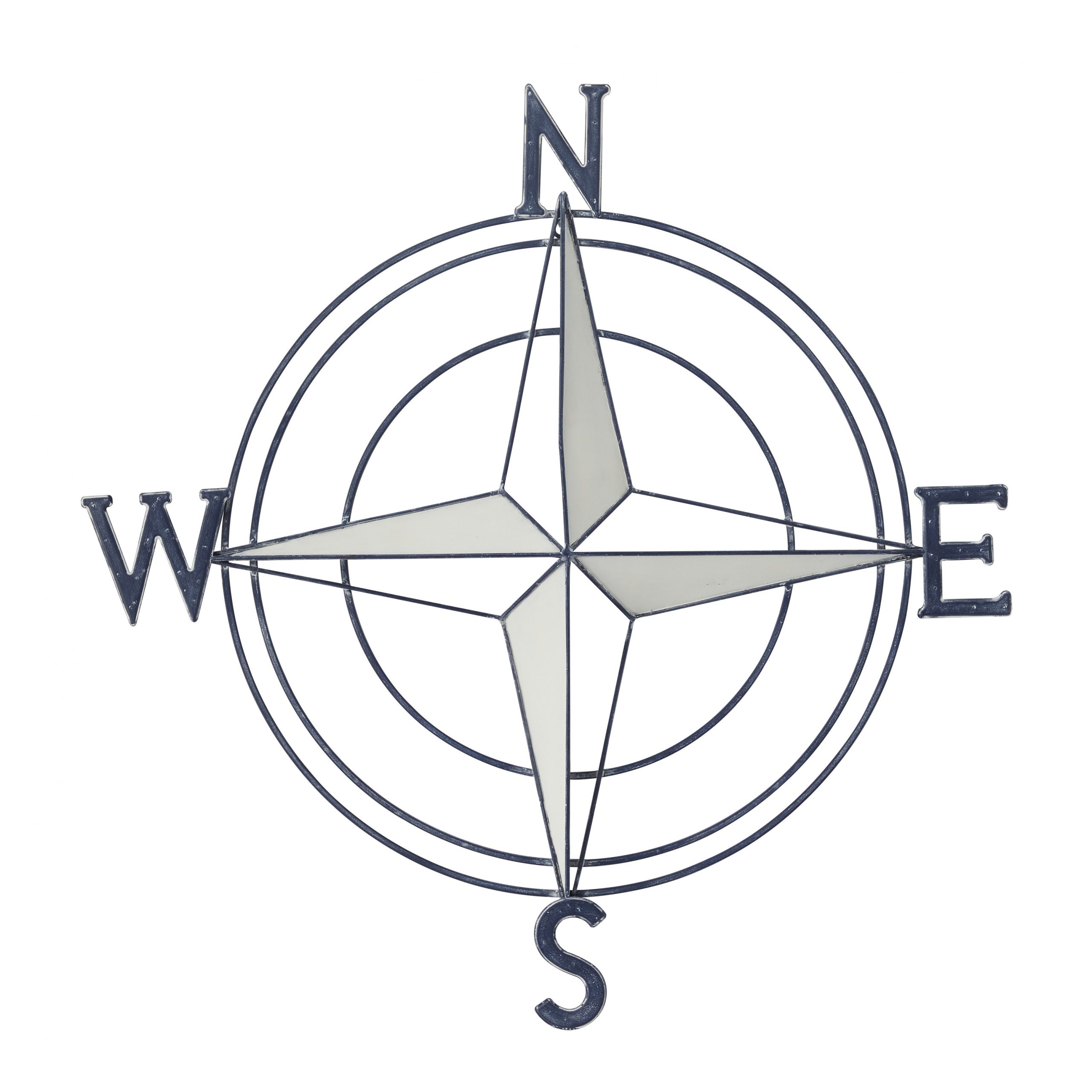 Dark Blue & White Metal Compass Needles Wall Decor, 29″ x 2″ x 29″