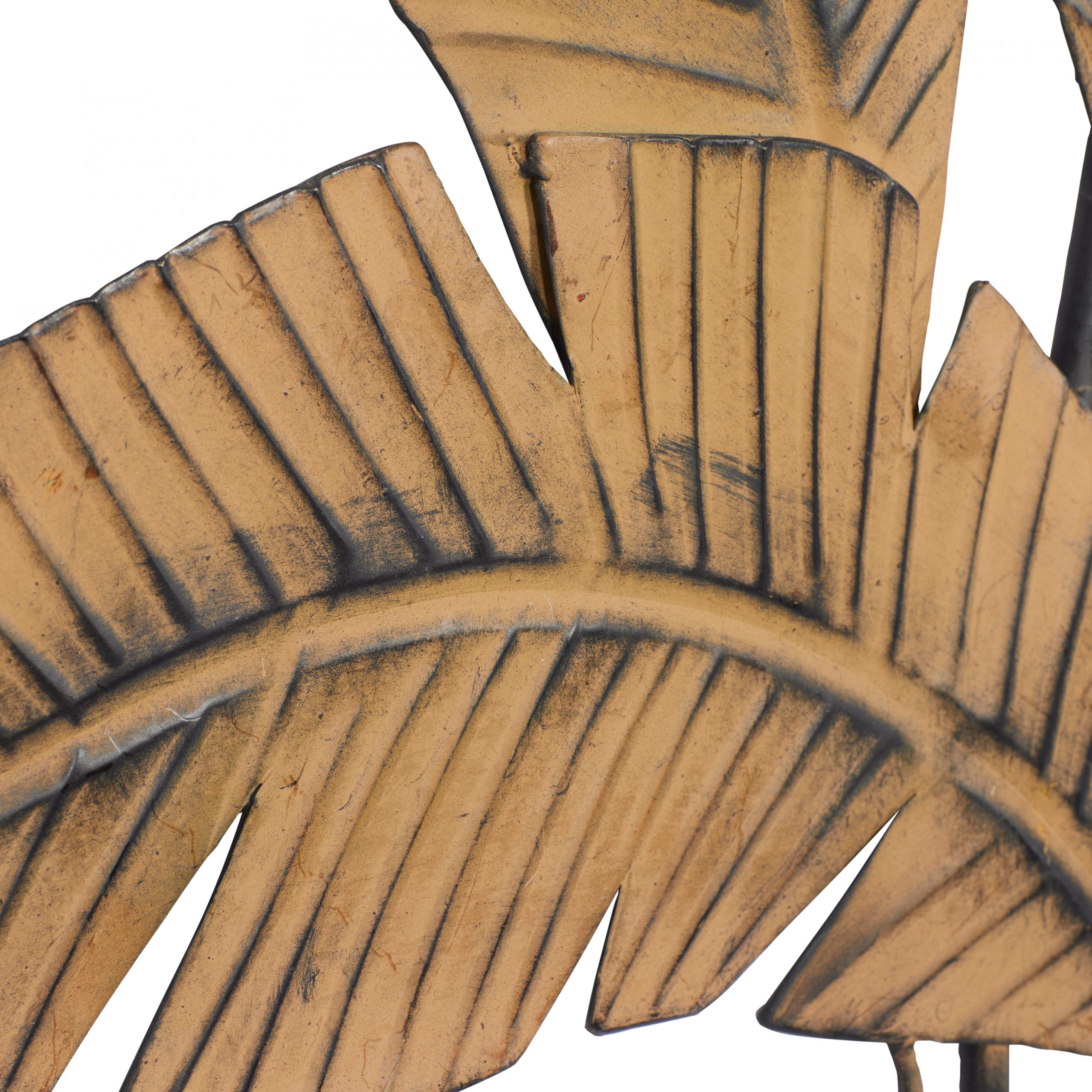 Brown Finish Metal Clutter Palm Leaf Wall Decor with Texture, 35″ x 1″ x 34″