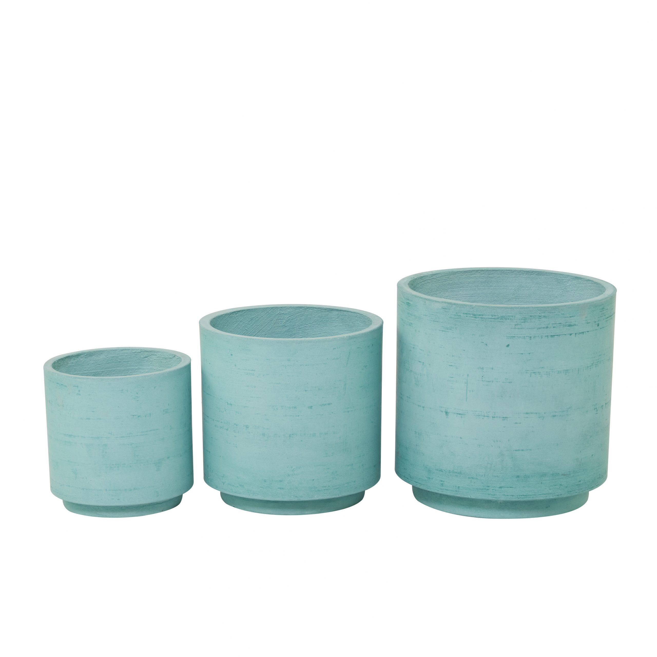 Teal Magnesium Oxide Indoor Outdoor Planter (Set of 3), 12″, 10″, 8″H