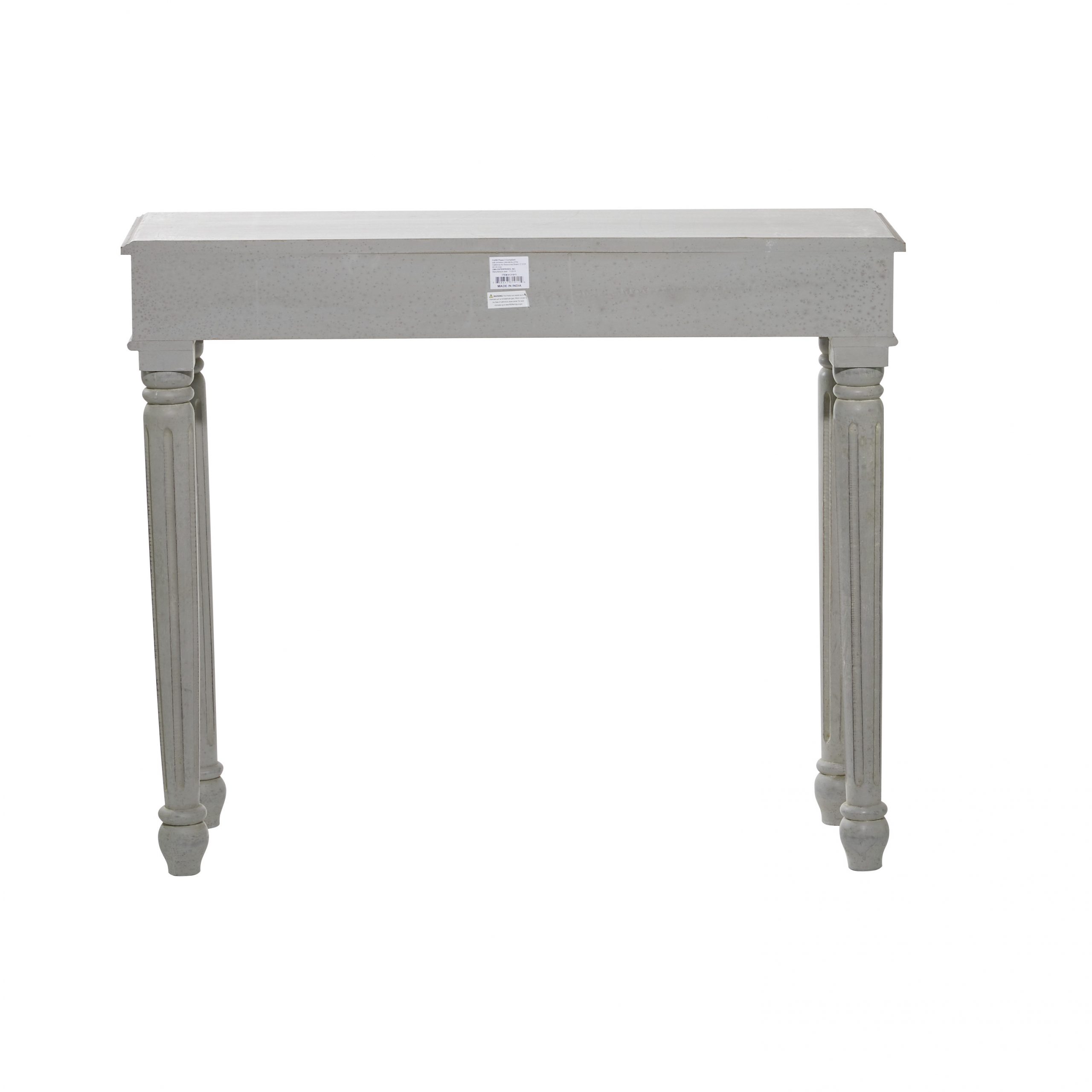 Gray Wood Carved Scroll Console Table, 36″ x 12″ x 30″