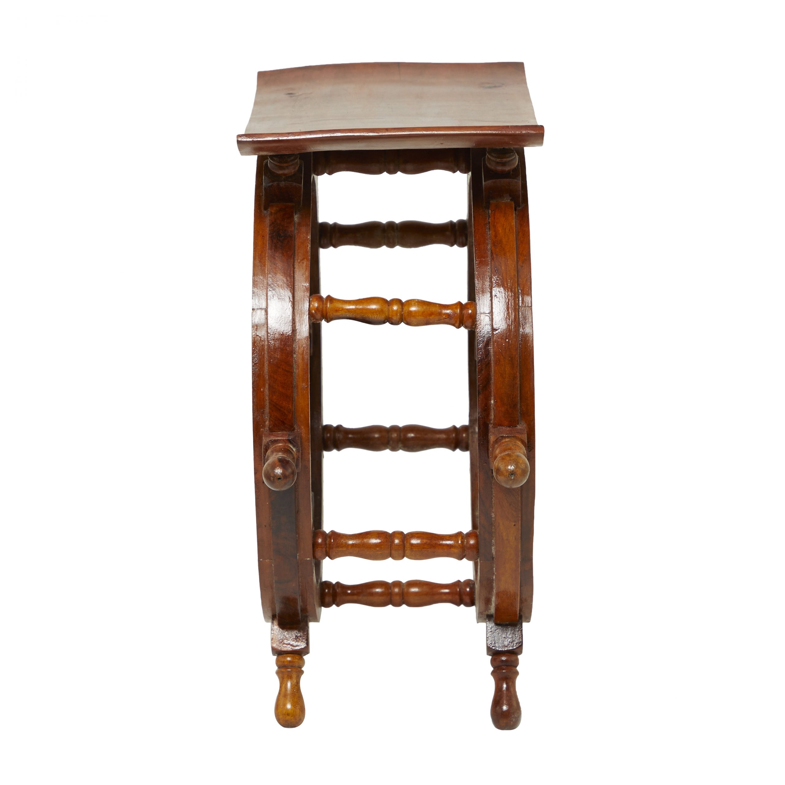 Brown Wooden Ship Wheel Nautical Accent Table, 24″ x 12″ x 20″