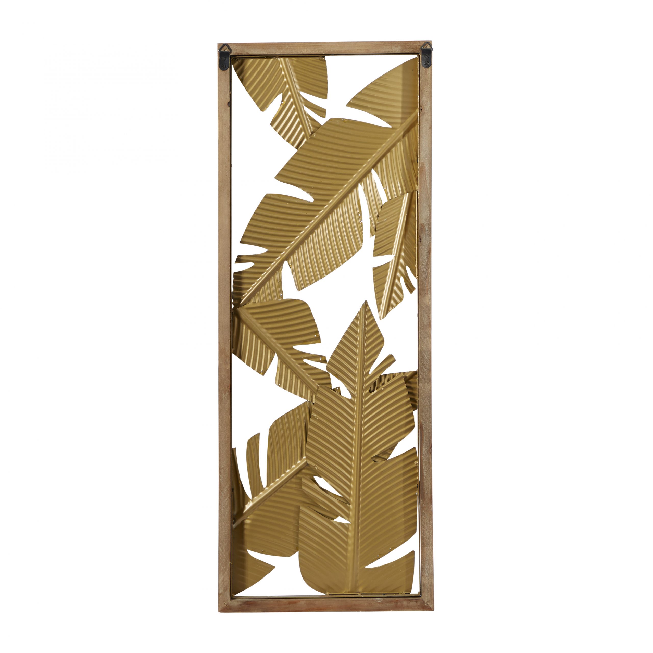Gold Metal Wood Floral Wall Decor (Set of 2), 13″ x 34″