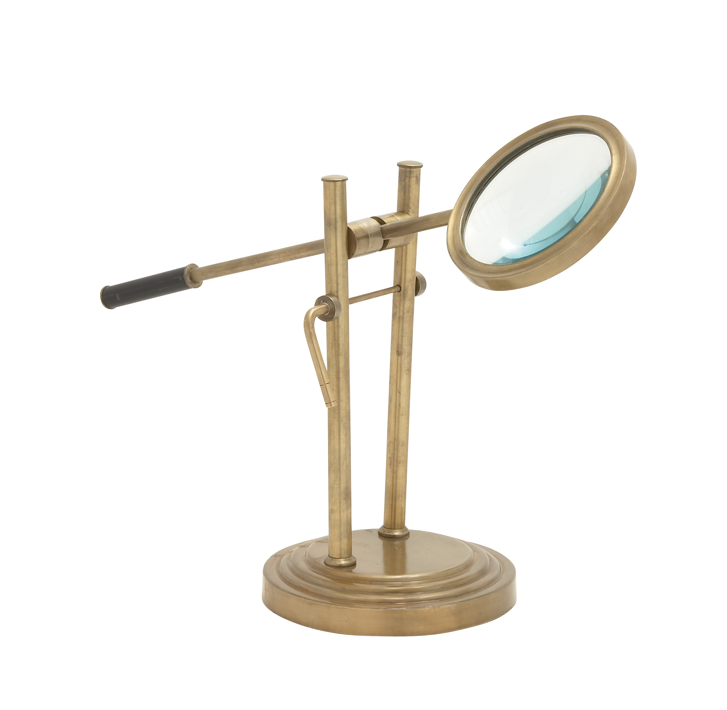 Gold Finish Aluminum Magnifying Glass, 8"L x 8"W x 25"H
