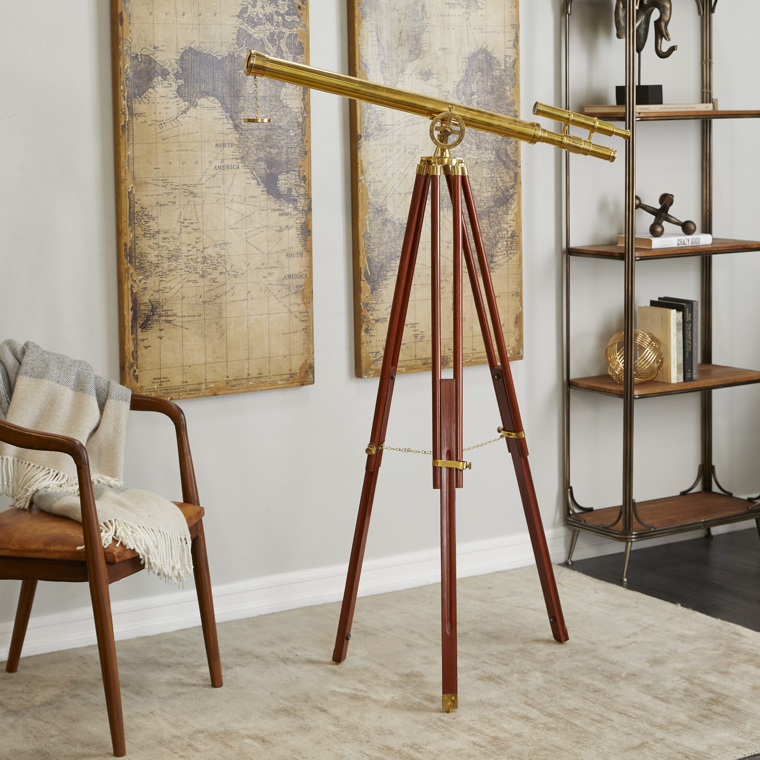 Brass Gold Griffith Astro Telescope on Tripod, 39″W, 58″H
