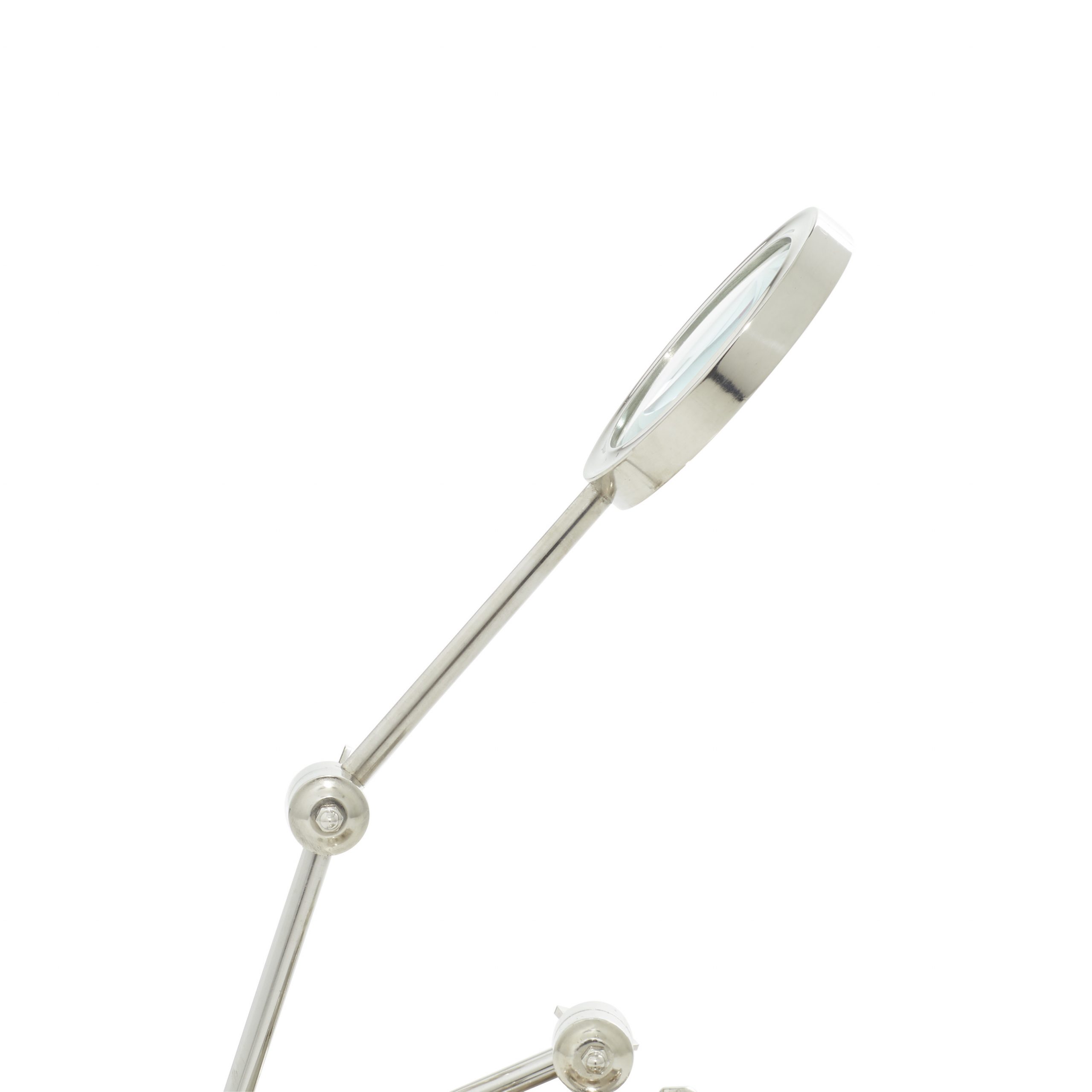 Silver Finish Aluminum Magnifying Glass Tabletop, 6"L x 6"W x 20"H