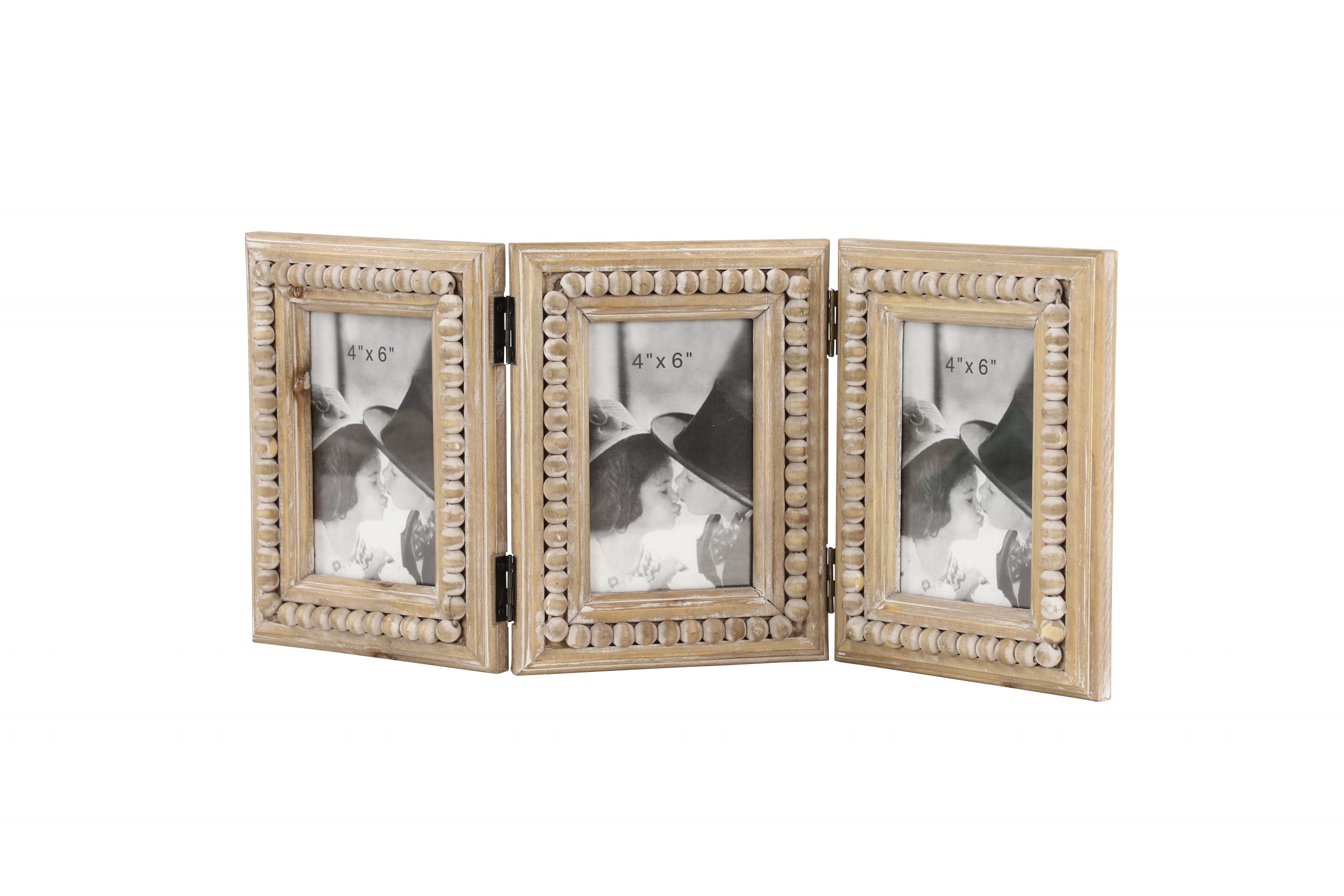 Brown Wood Beaded Photo Frame, 20″ x 1″ x 9″