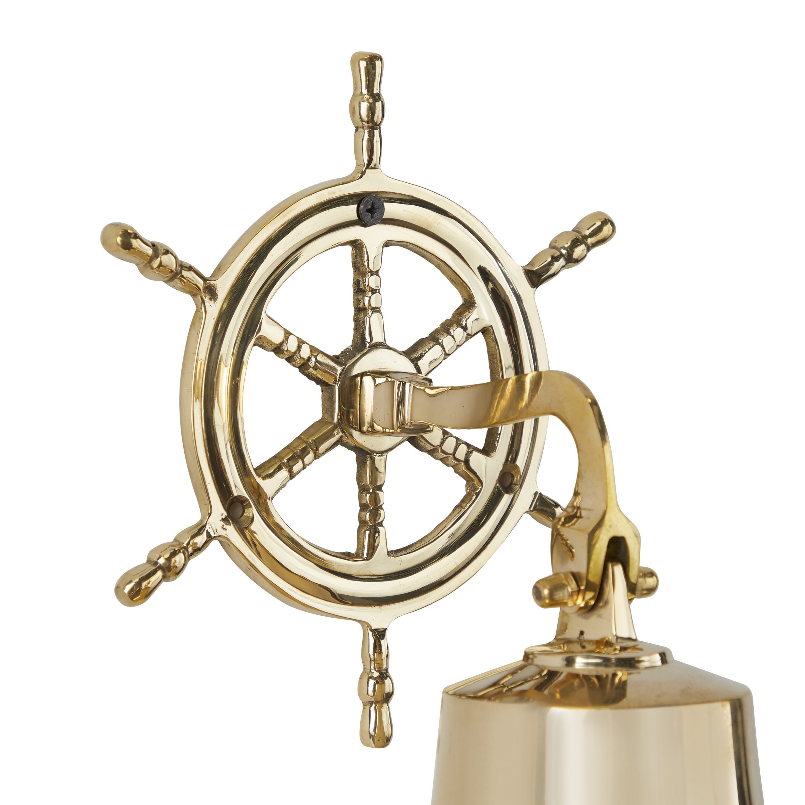 Gold Brass Ship Wheel Bell, 7″W x 6″H