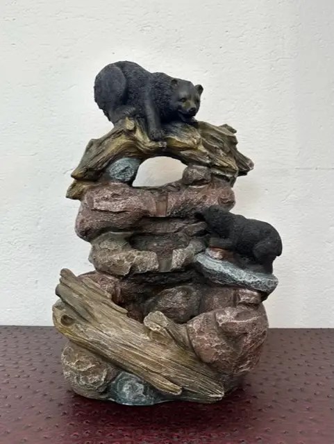 Dark Brown Water Fountain Tabletop Bear, 16"H x 11"L x 8"W