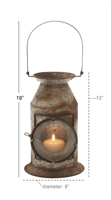 Elegant Metal Candle Lantern With Handle 8″W X 19″H | Globedecor