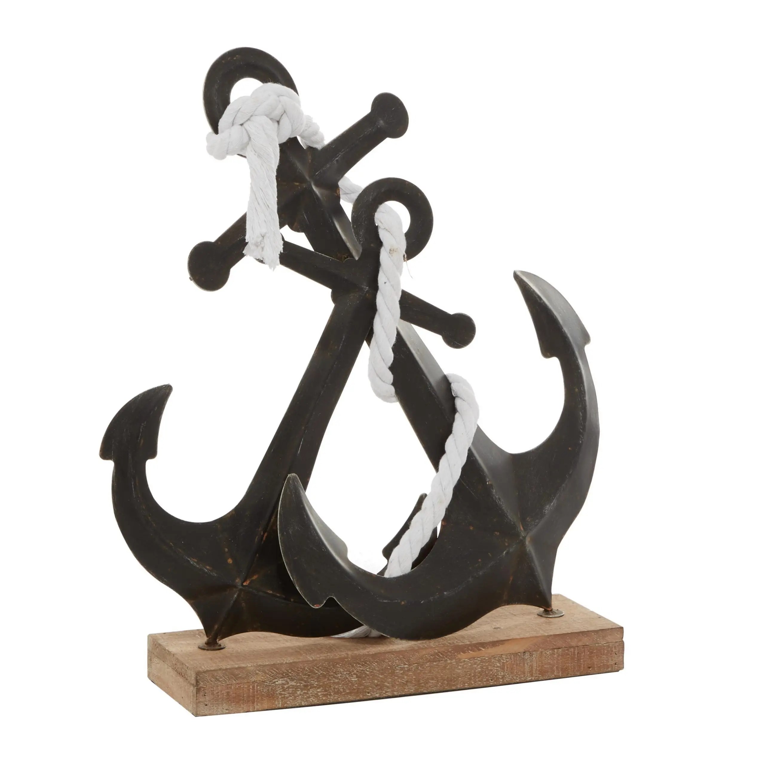 Black Metal Anchor Sculpture, 15"Lx 5"W x 16"H