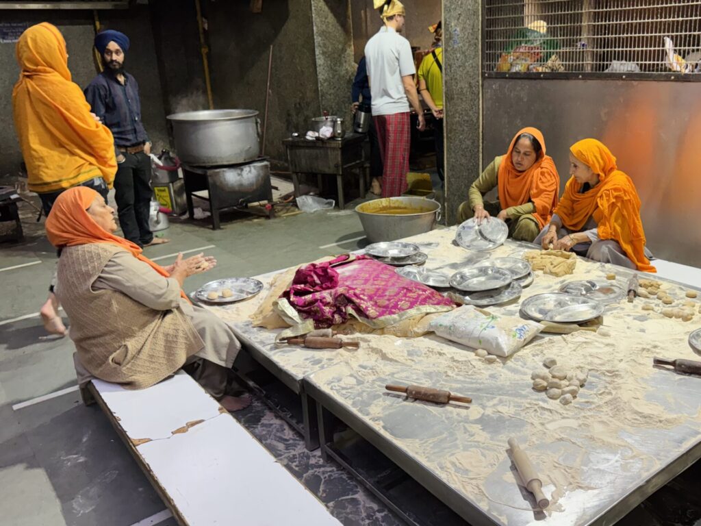 The community kitchen at Gurdwara Sis Ganj Sahib Sikh Temple in Delhi