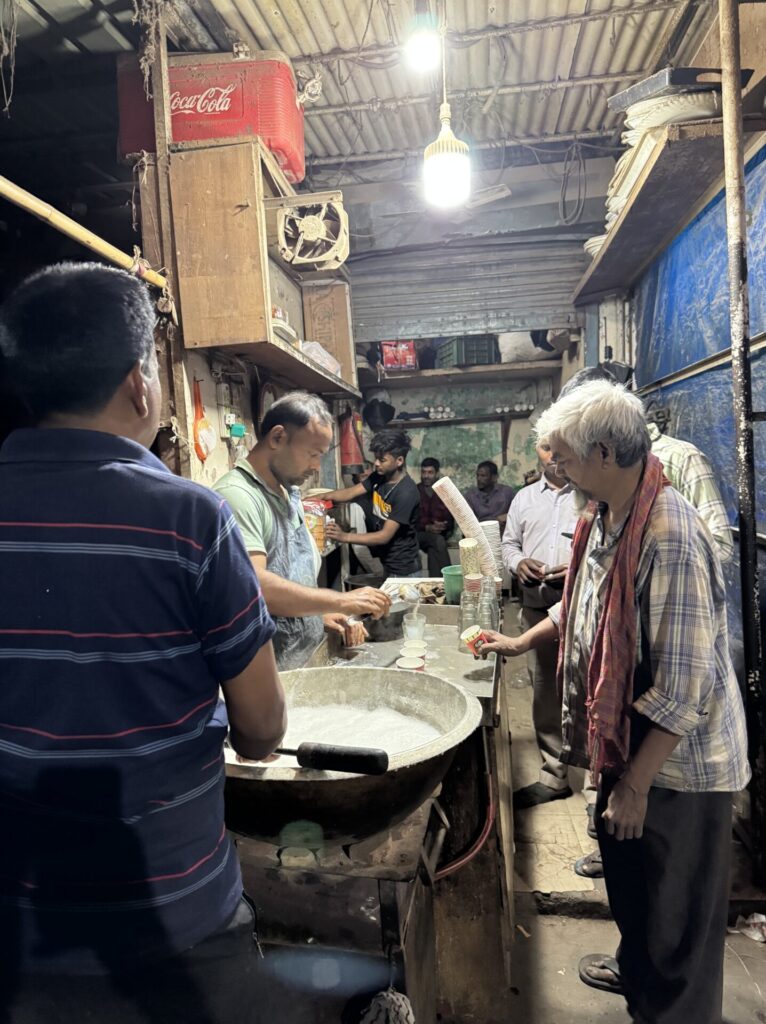 Stopping by a chai food stall near the Red Fort