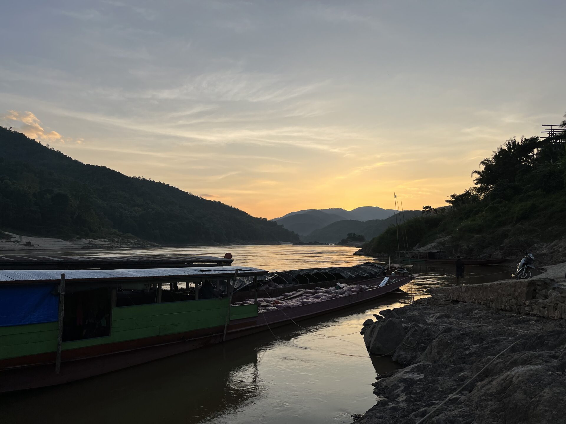 Arriving in Pakbeng after a full day on the slow boat. Just in time for an epic Mekong sunset.  