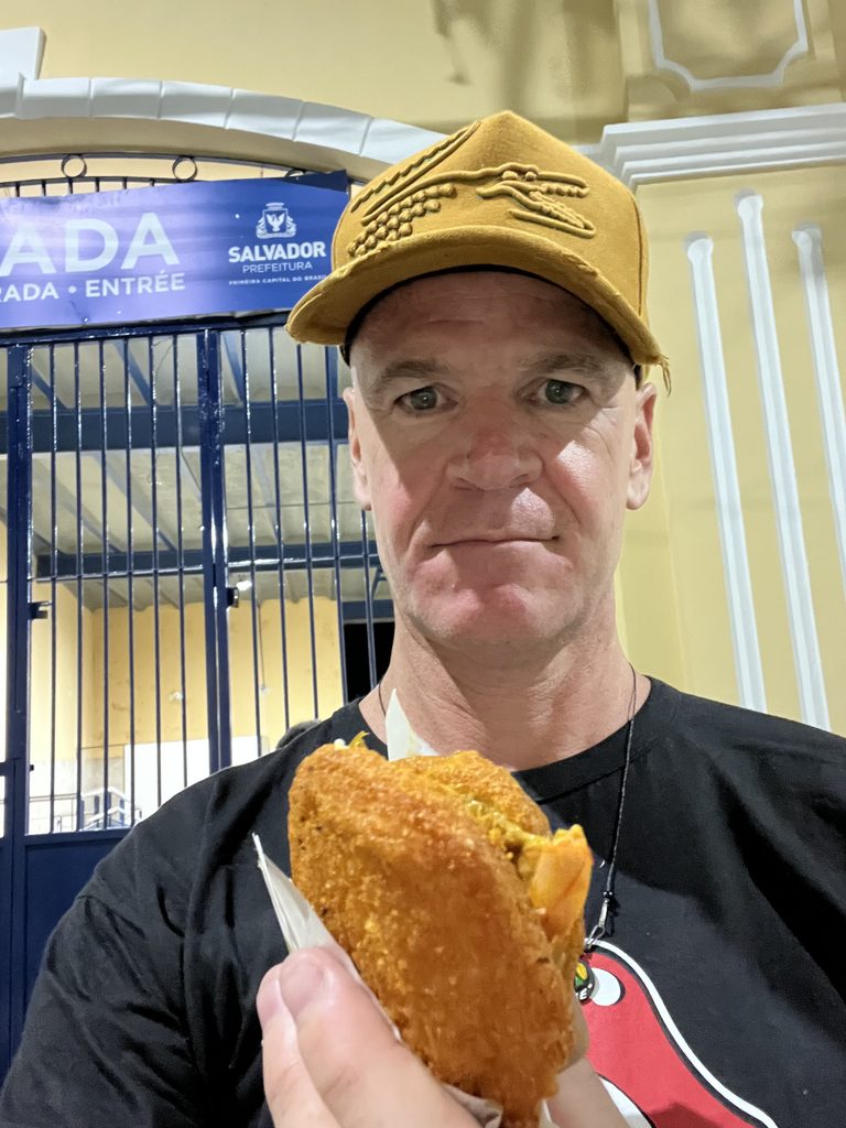 Showing off my acaraje. Thank you Anthony Bourdain 