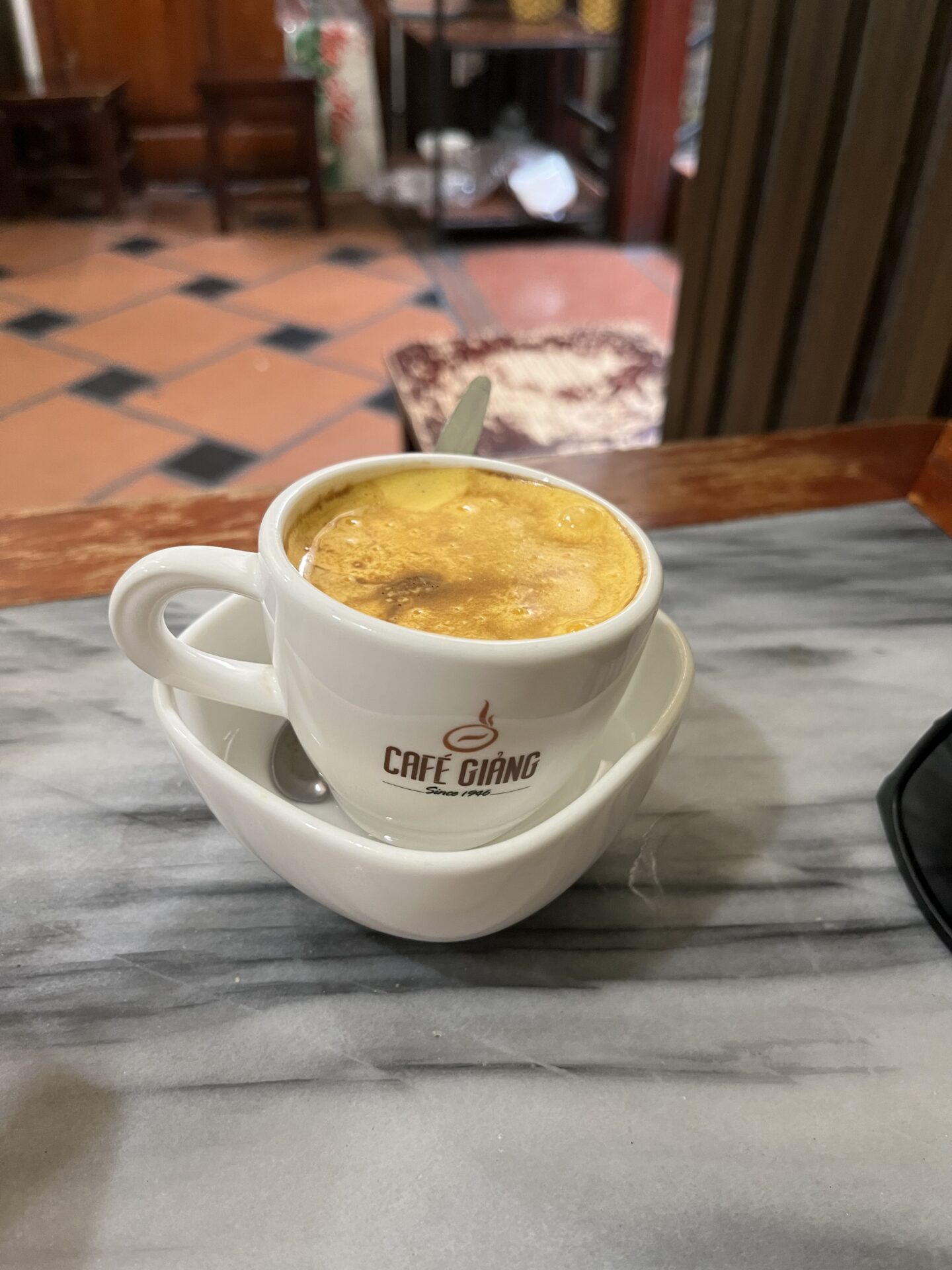 An egg coffee from Cafe Giang