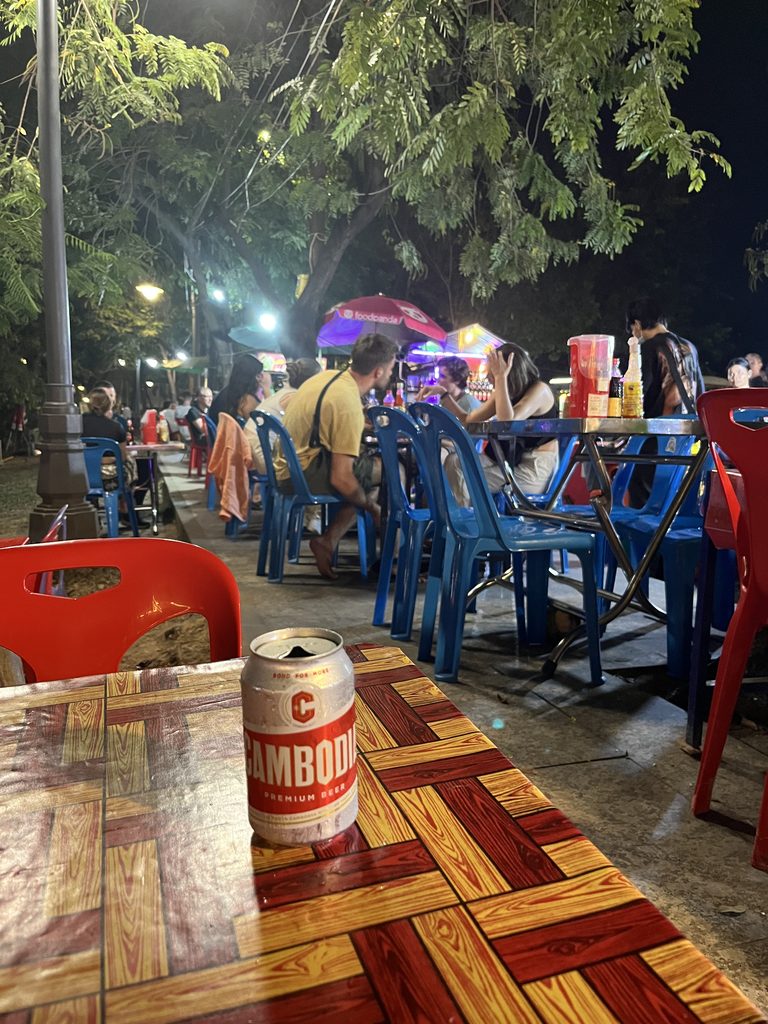 A street view from where I was eating in Siem Reap and of course a Cambodia beer.