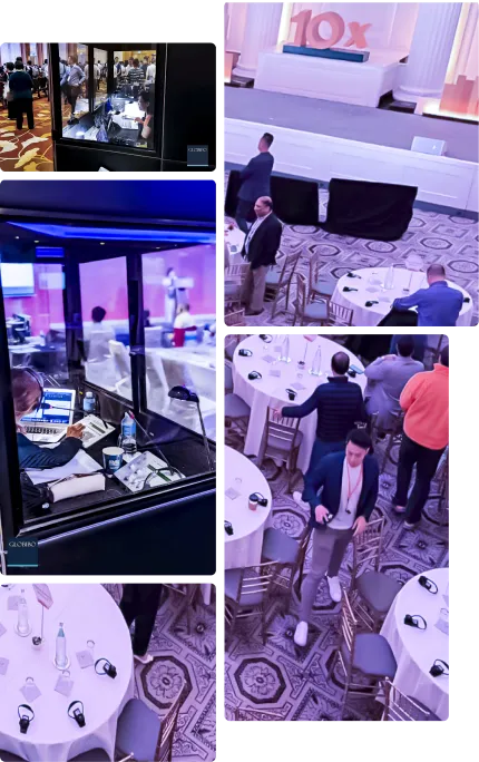 Simultaneous interpretation booths and conference hardware