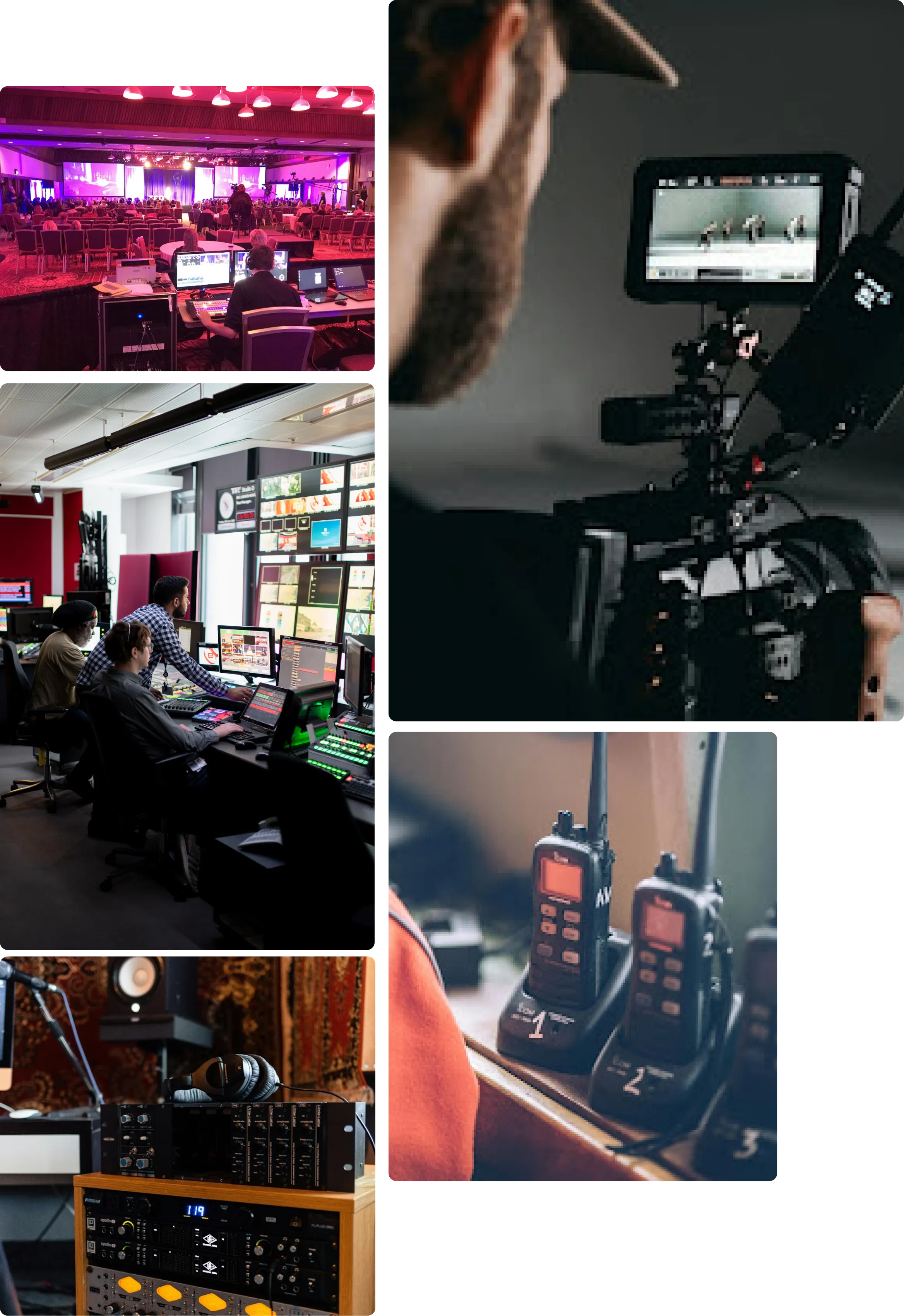 Virtual meeting cameras, audio mixers and hardware encoders