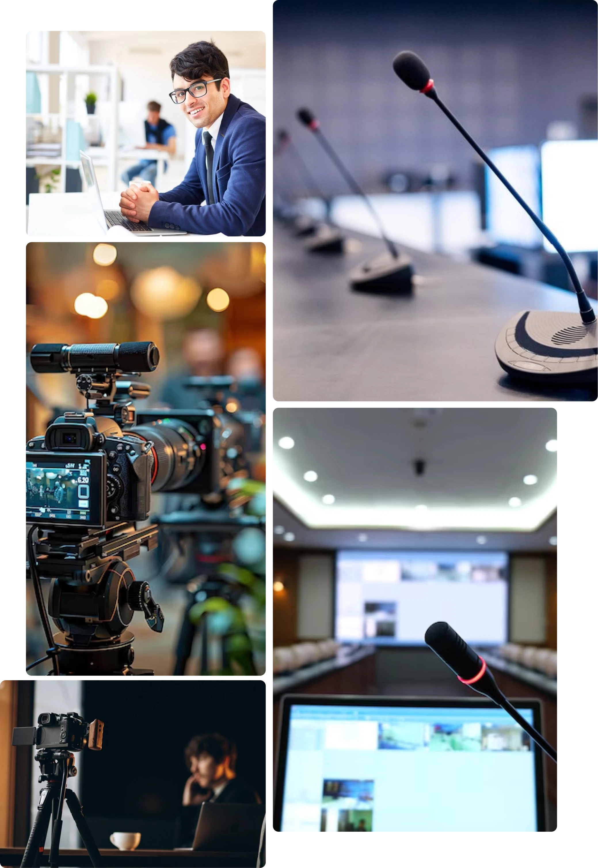 Cameras microphones switchers and hardware encoders for virtual meetings