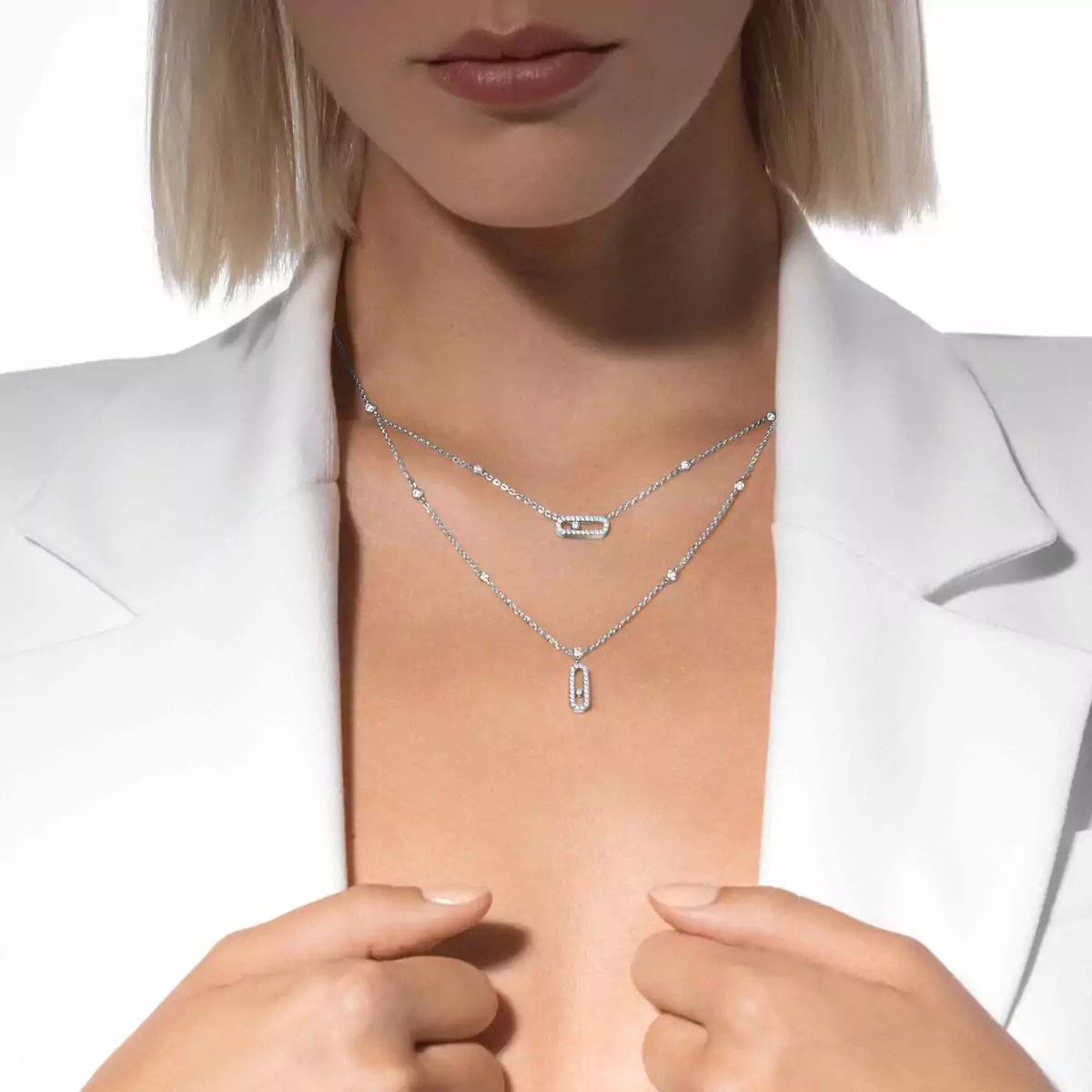 Collier 2 rangs pavé Move Uno