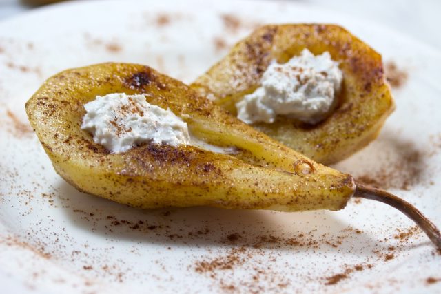 caramelize, caramelized pears, pear, gluten free, paleo, coconut, coconut whipped cream