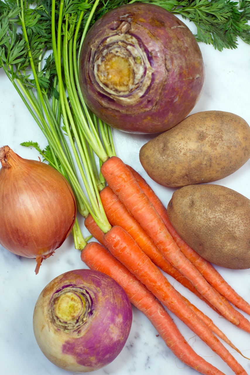root vegetables, rutabaga, turnip, onion, carrots, potatoes