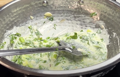 Add Spinach Spring onion