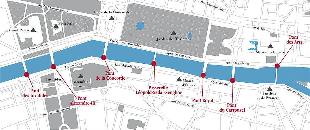 Les Invalides Map Louvre To Invalides Bridges Map 