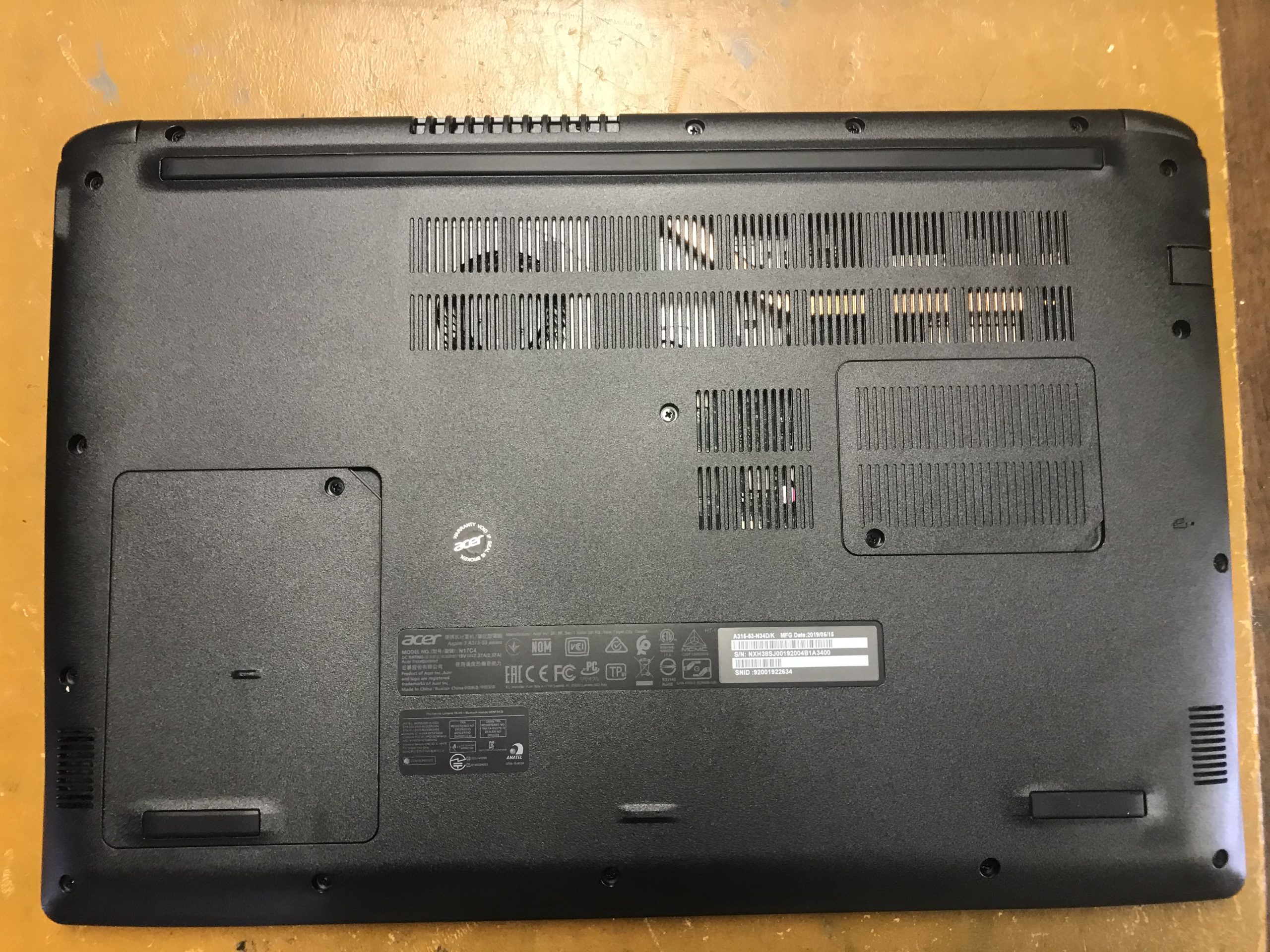 Acer（エイサー） Aspire 3 A315-53-N34D/K・初期設定＆SSD換装